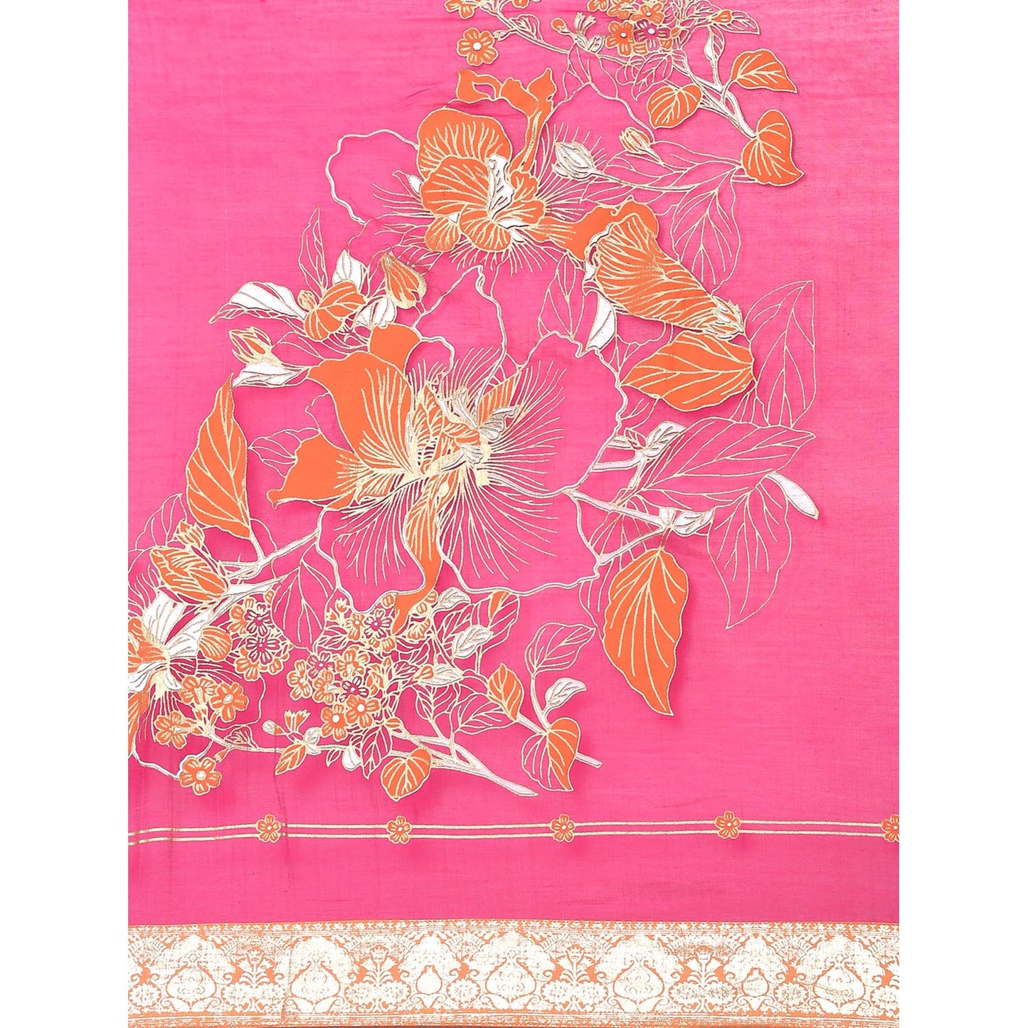 BIBA Silk Blend Women Embroidery Straight Salwar Kurta Dupatta(Skd8105_Orange/Pink_34)