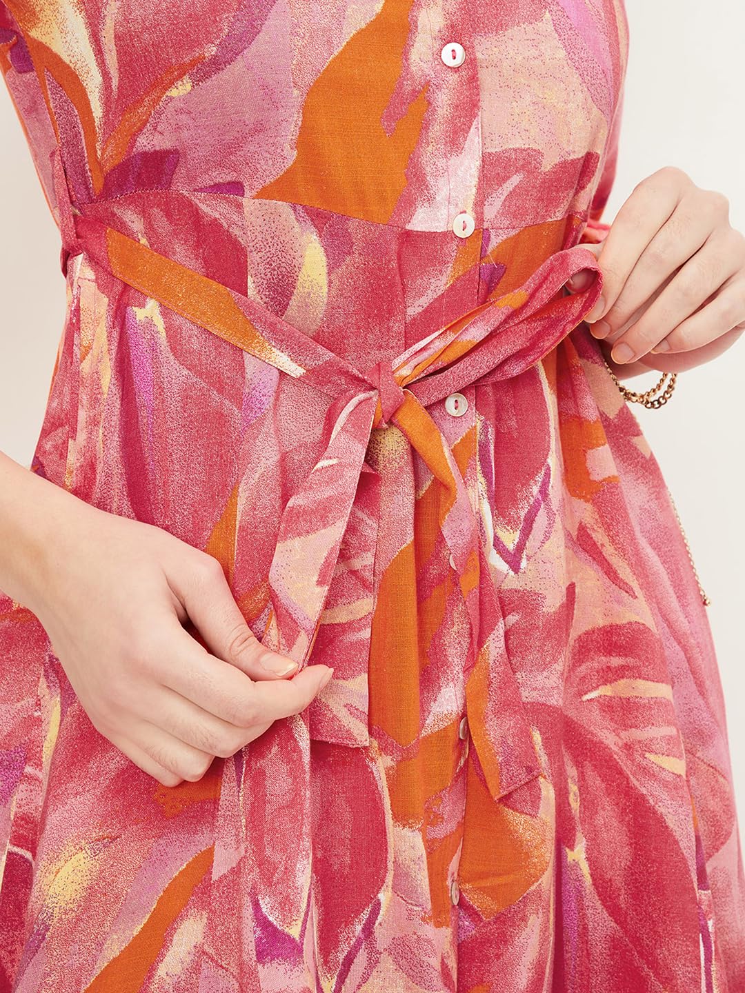 Max Women Floral Printed Midi Dress (MDDRS41005PINK)_XL