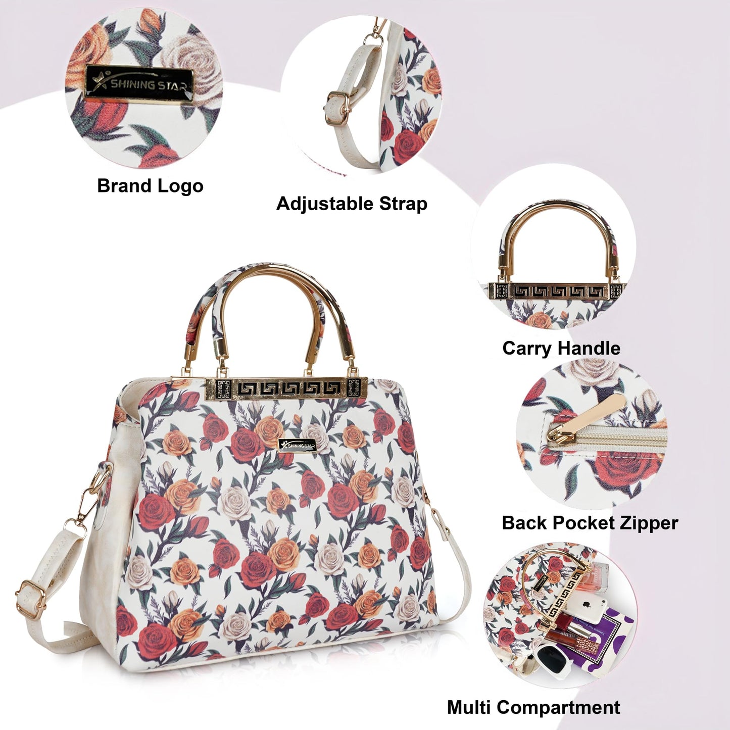 Shining Star Synthetic Leather Women's Satchel Bag | Ladies Purse Handbag | Women bags