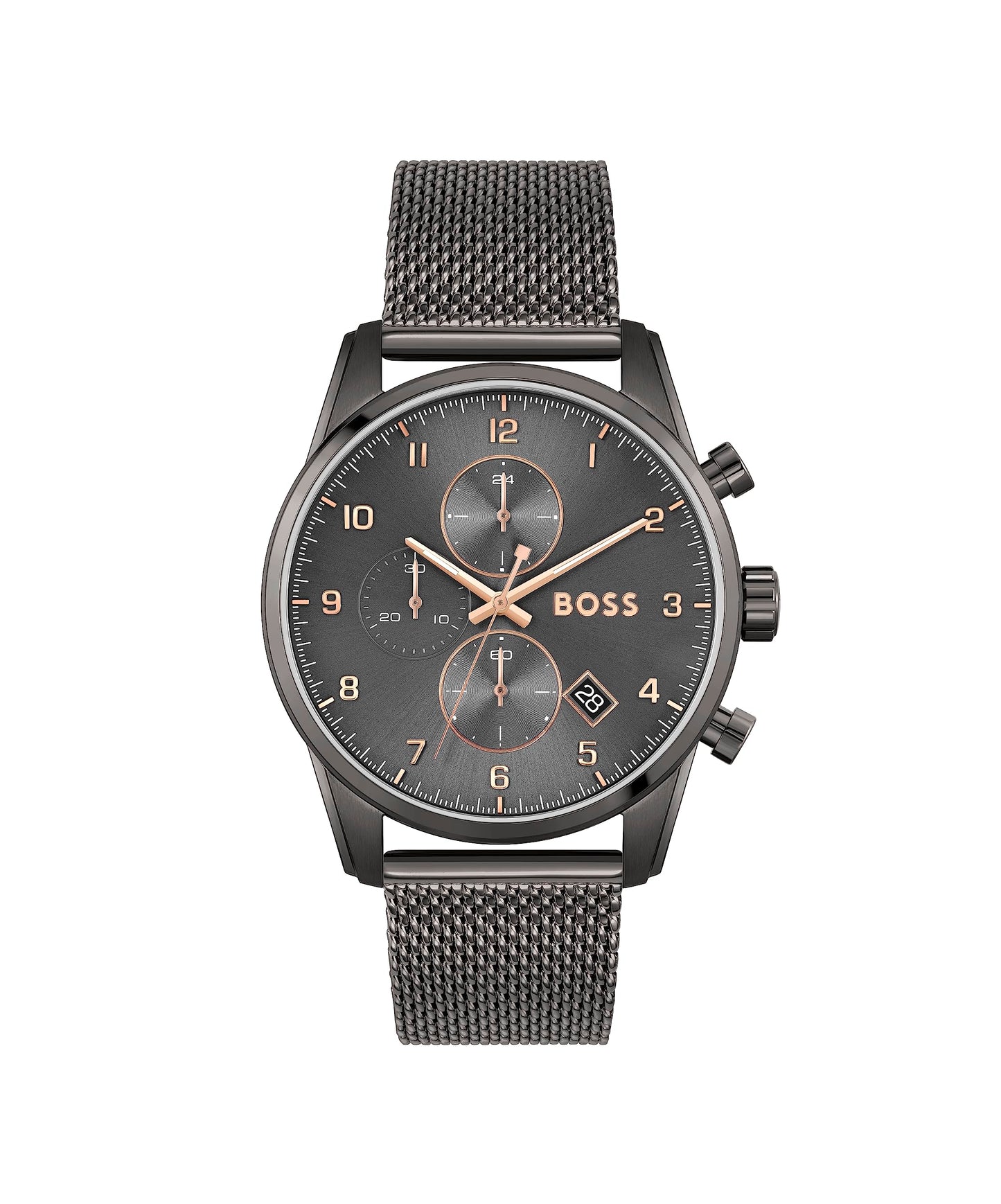 BOSS Hugo Stainless Steel Skymaster Analog Gray Dial Men Watch-1513837, Gray Band