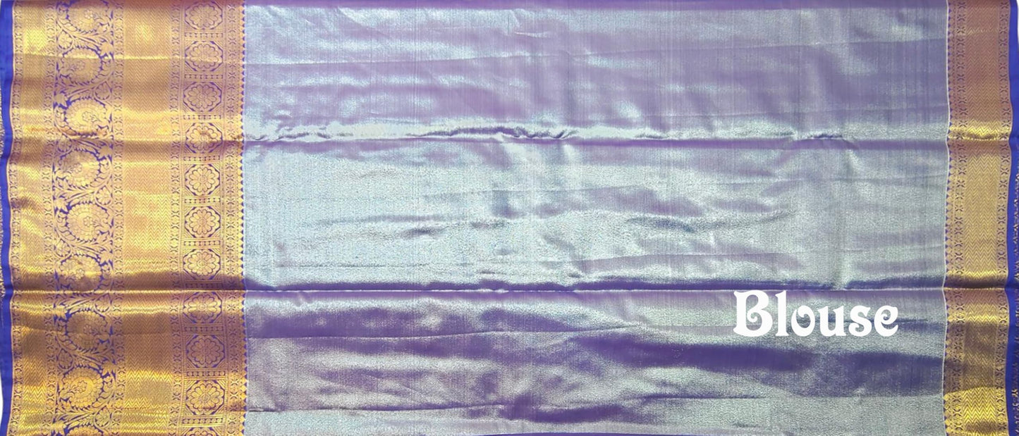 VFCollections Women's Kanchipuram Silk Pure Pattu Sarees With Blouse (VFC601-2)