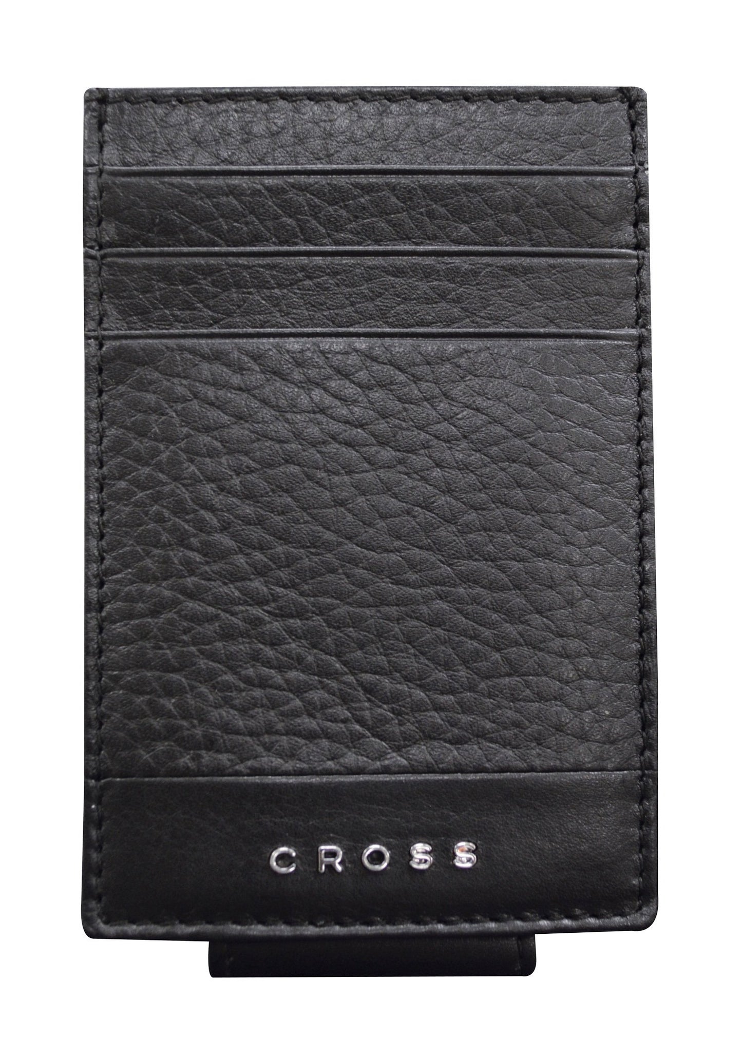Cross Leather Men's Money Clip Wallet | 3 Card Slots | 1 Multi-Purpose Slip-in Solts | Magnetic Closure Money Clip- Black | Premium Design | Lightweight | Genuine Leather
