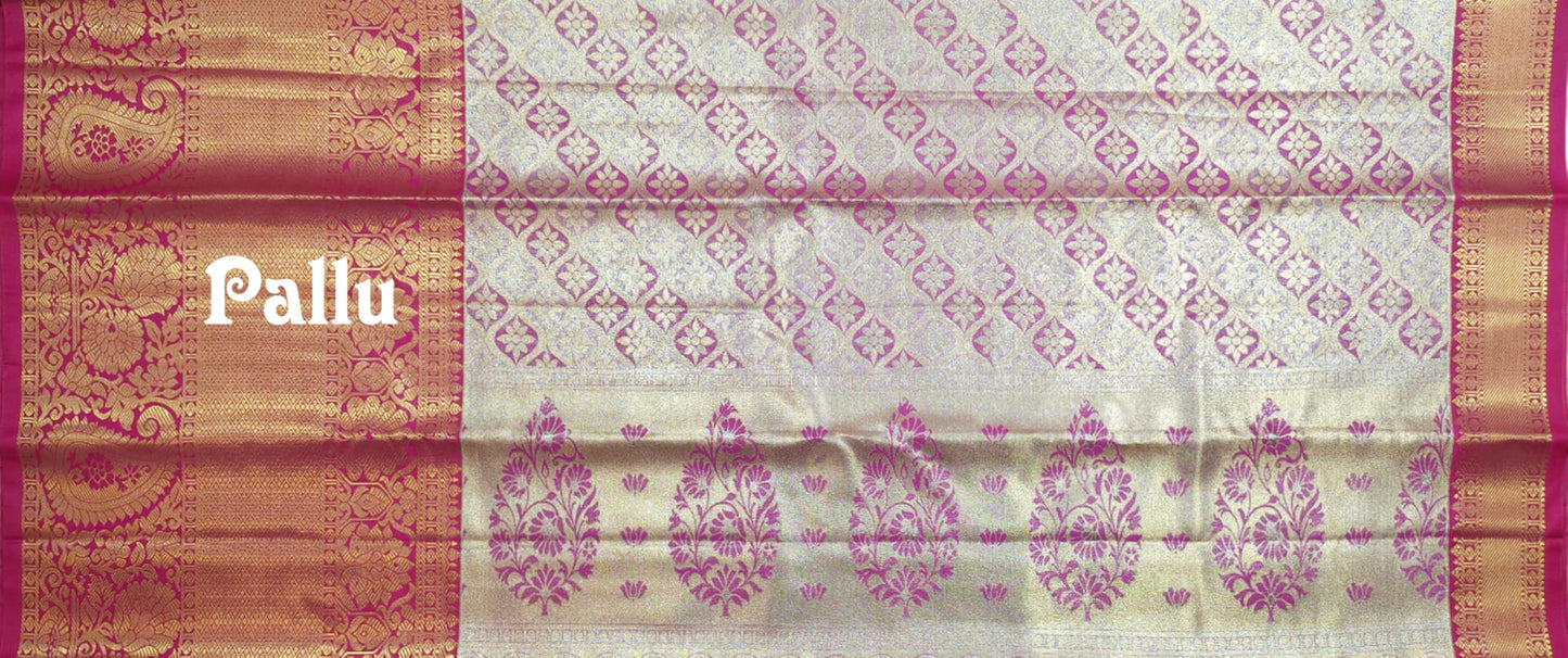 VFCollections Women's Kanchipuram Silk Pure Pattu Sarees With Blouse (VFC590-2)