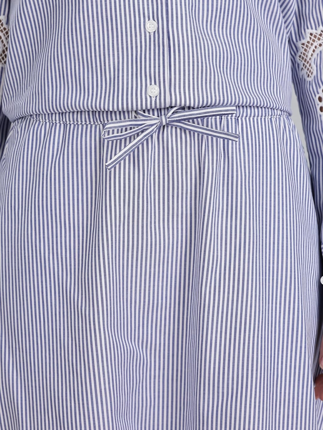 Relaxed Fit Striped Mid Rise Skirt