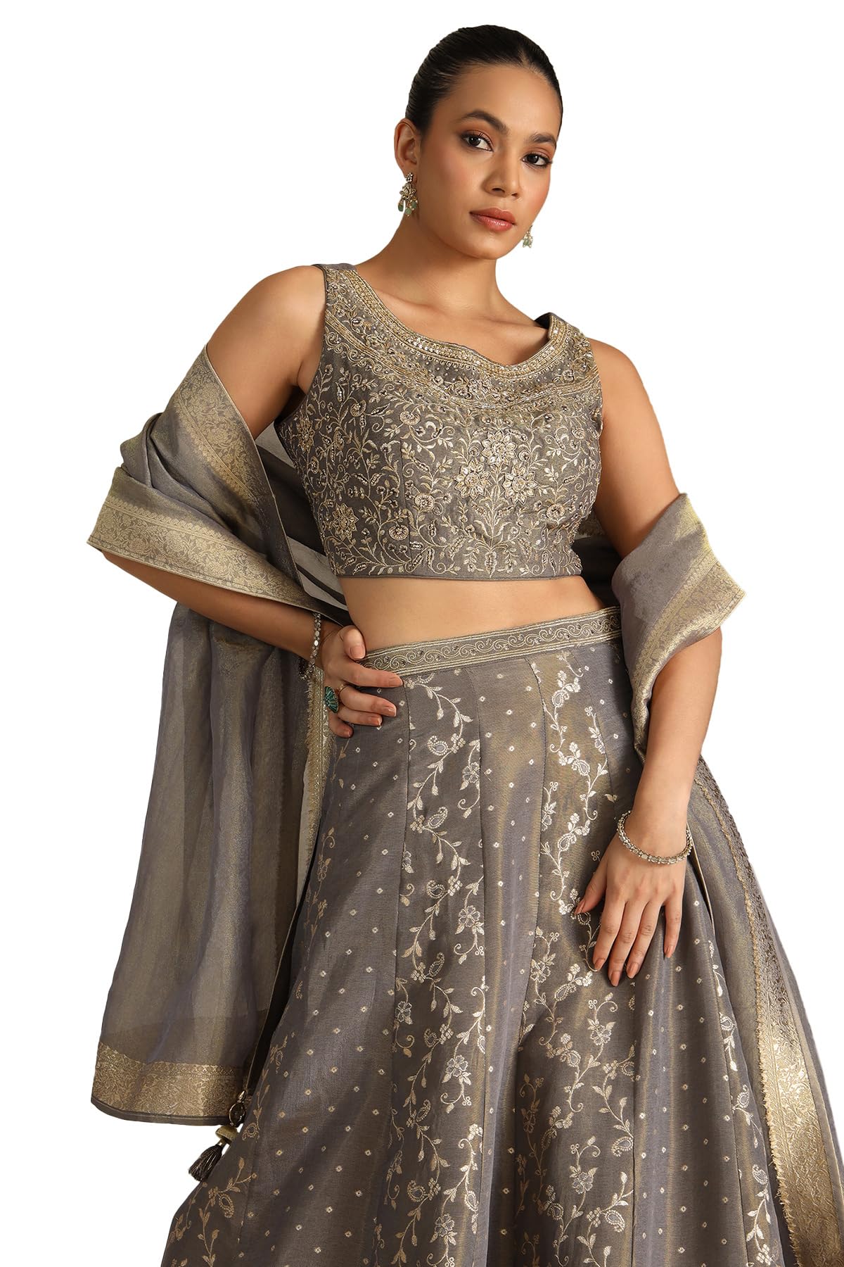 Soch Women's Viscose Lehenga Choli (OWS5CD21804_Grey_M)