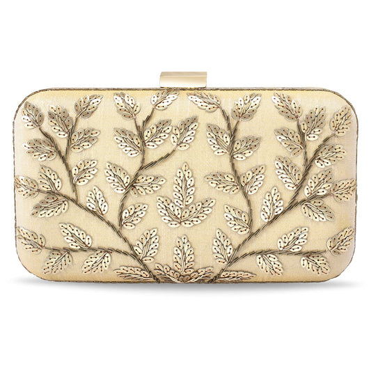 Peora Clutch Purses for Women Wedding Handmade Evening Handbags Party Bridal Clutch (C04G) Gold