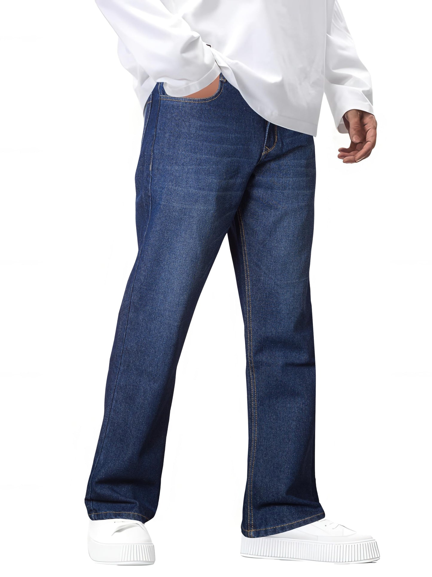 RIG BONE Men's Fashionable Non Lycra Baggy FIT Jeans (in, Numeric, 32, Plus, Nevy Blue)