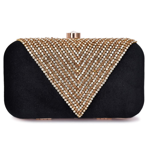 For The Beautiful You Black Embroidered Women's Clutch (410)