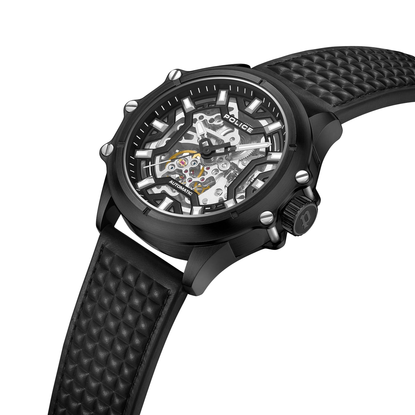 Police Men's Luang KL Rahul Edition Automatic Analog Watch Textured Leather Strap Analog Watch