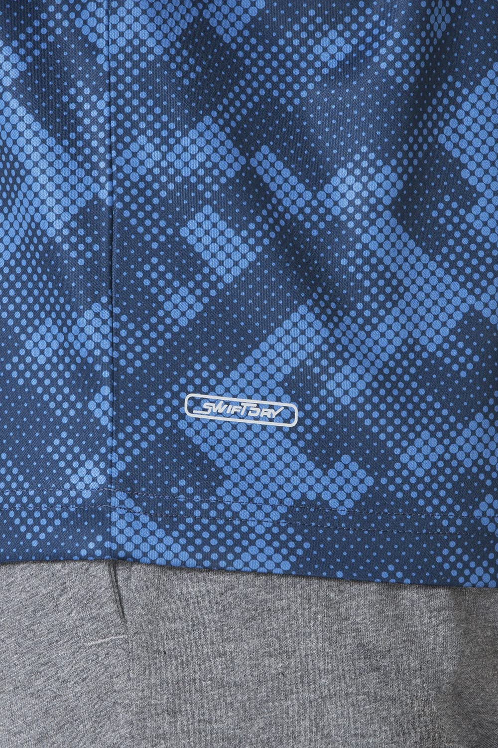 Van Heusen Performance Men T-Shirt - 100% Polyester Interlock - Swift Dry, Crew Neck, Short Sleeve, Allover Print_61008_Limoges Blue_L