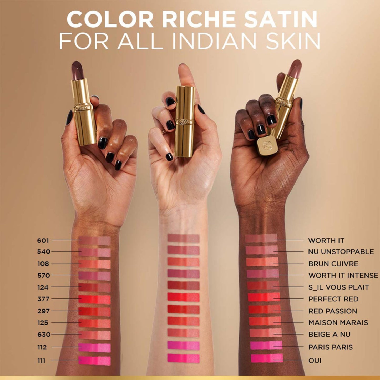 L'OREAL PARIS Color Riche Satin Lipstick- 601 Worth It, 4 Gm