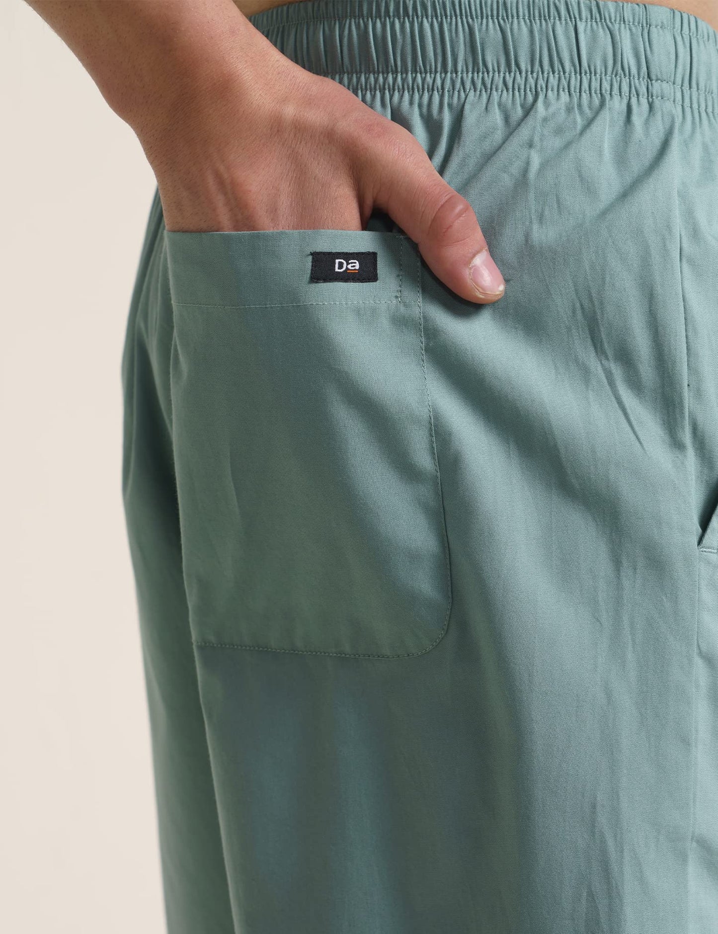 DAMENSCH Cotton Lounge Shorts for Men, Elasticated Waistband, Bermuda, Relaxed Fit Half Pant, Home Shorts for Man-Nap Green-L