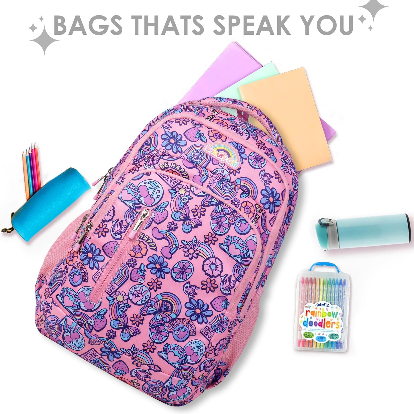 BEAUTY GIRLS BY HOTSHOT |SCHOOL BAG|COLLEGE BACKPACK|TUTION BAG|FOR GIRLS & WOMEN|18 INCH|32 L WATER RESISTANT |SCHOOL BAG FOR GIRLS