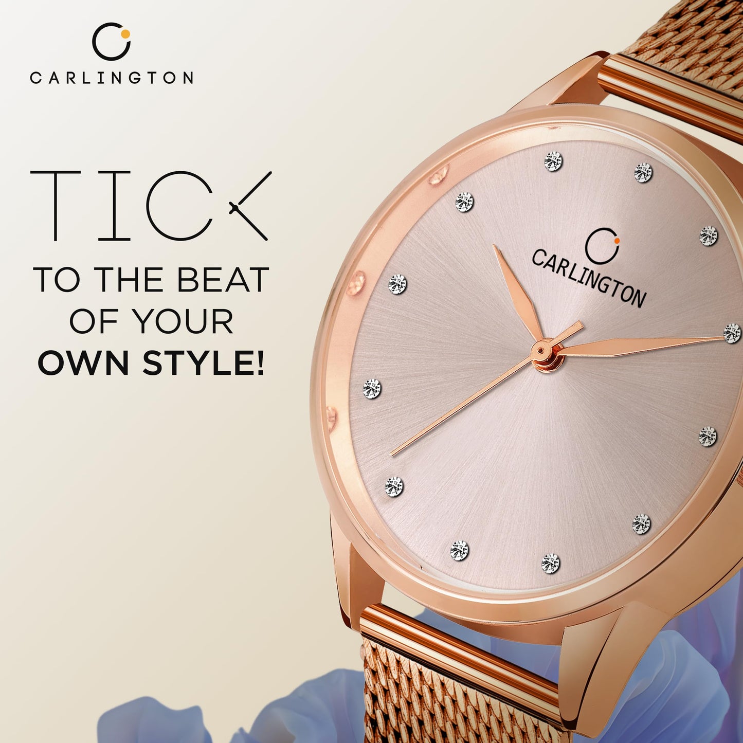 Carlington Womens Analog Ladies Wrist Watch With Mesh Strap-Ct 2009 Rose Gold