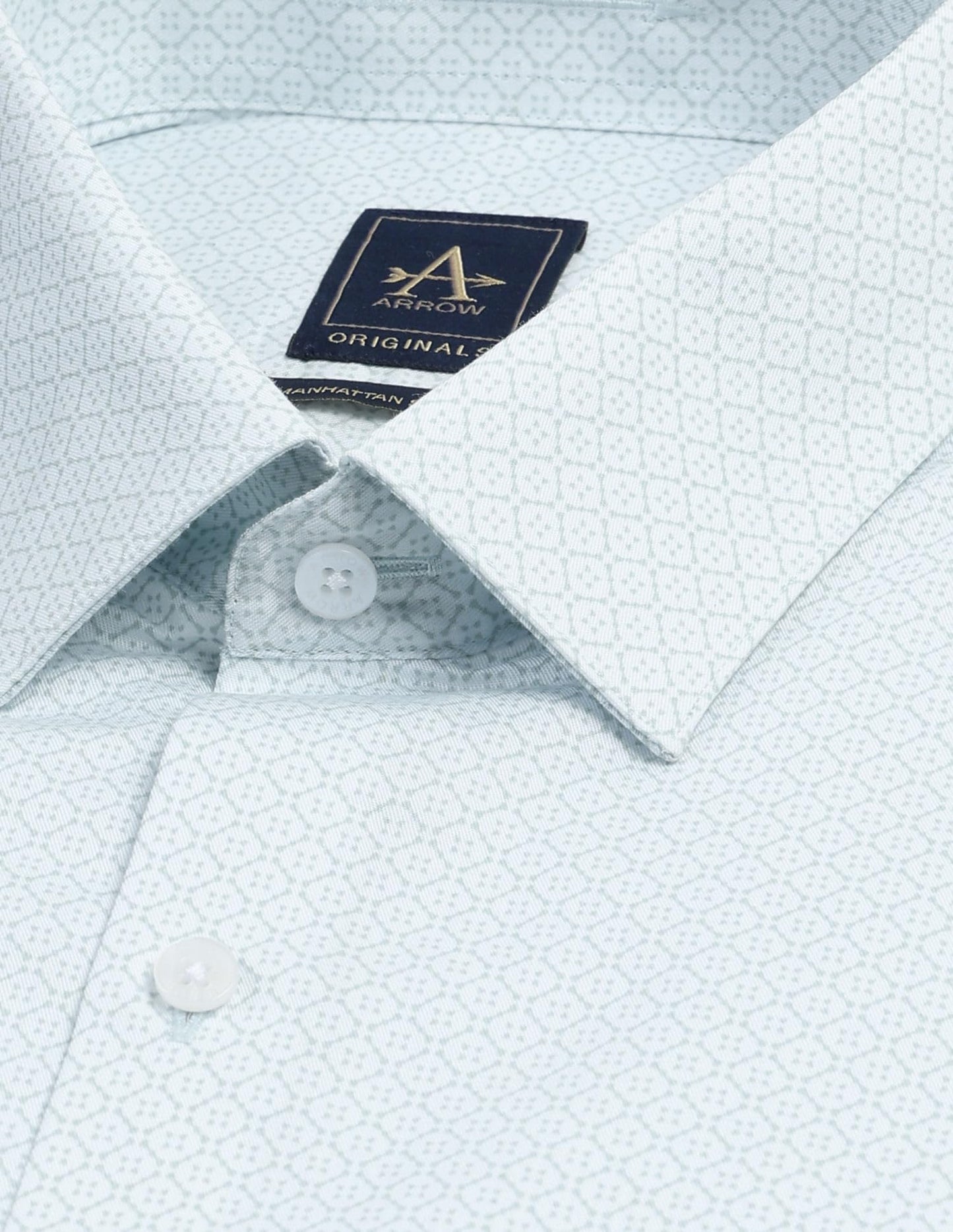 Arrow Slim Fit Twill Printed Shirt_ARAJSH0747_40 Light Green