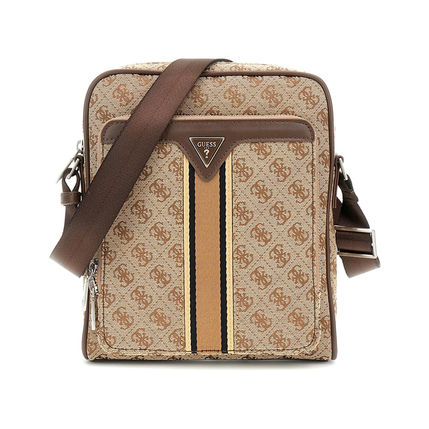 GUESS Milano Top Zip Beige Self Design Crossbody Bag