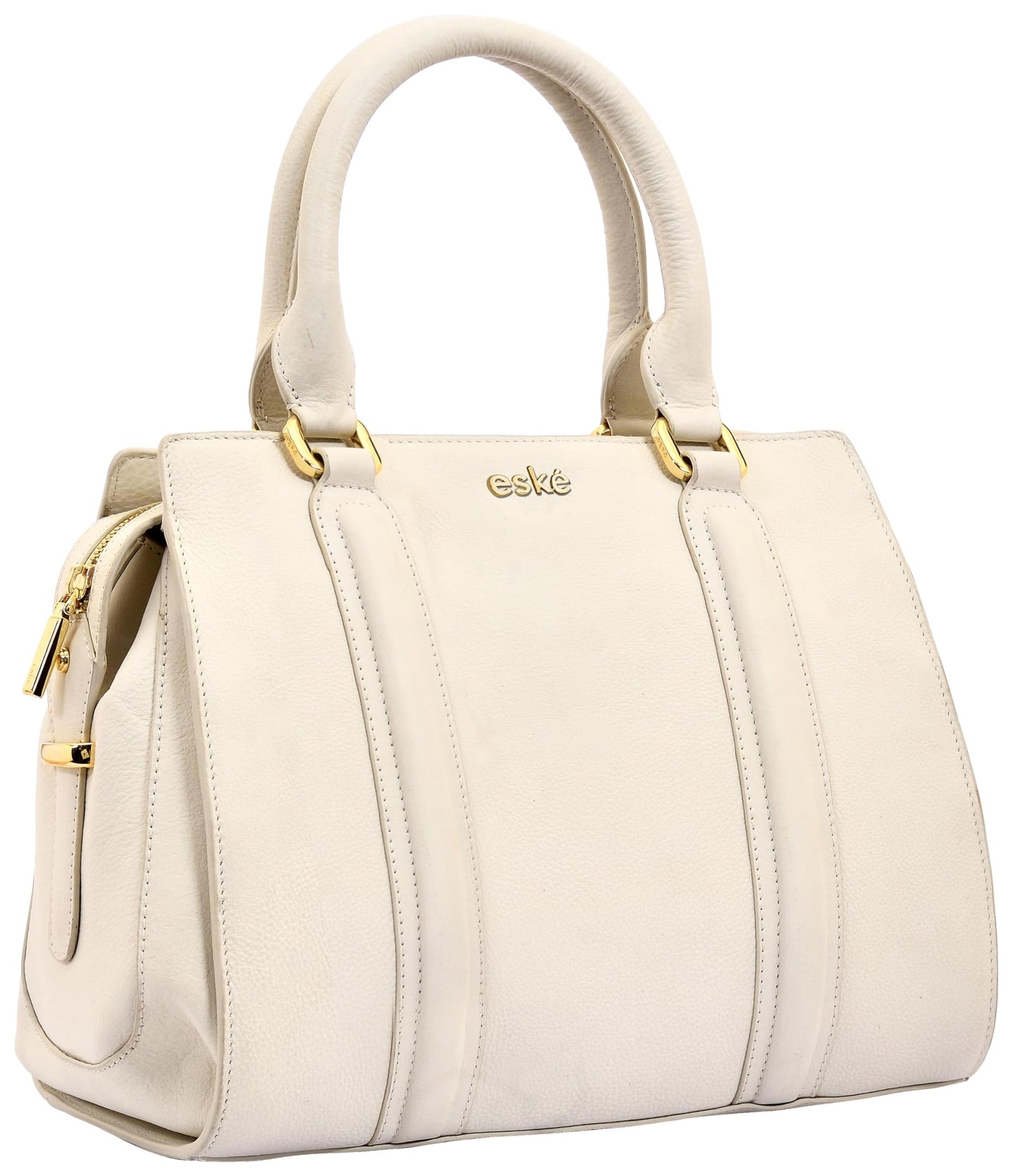 eske Sienna, the Single Zip Satchel | Structured Cosmos Leather Handbag | 3 Main Compartments | Zip & Slip Pockets | Gold Plated Charm | Detachable Shoulder Strap | 22 cm Height