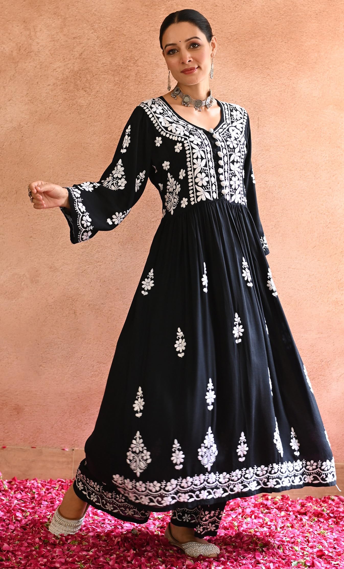 House of Chikankari Gulnar Modal Anarkali Set |Chikankari | Chikankari Kurta Set Lucknowi Chikankari Kurta Sets for Women (WL085-3XL)