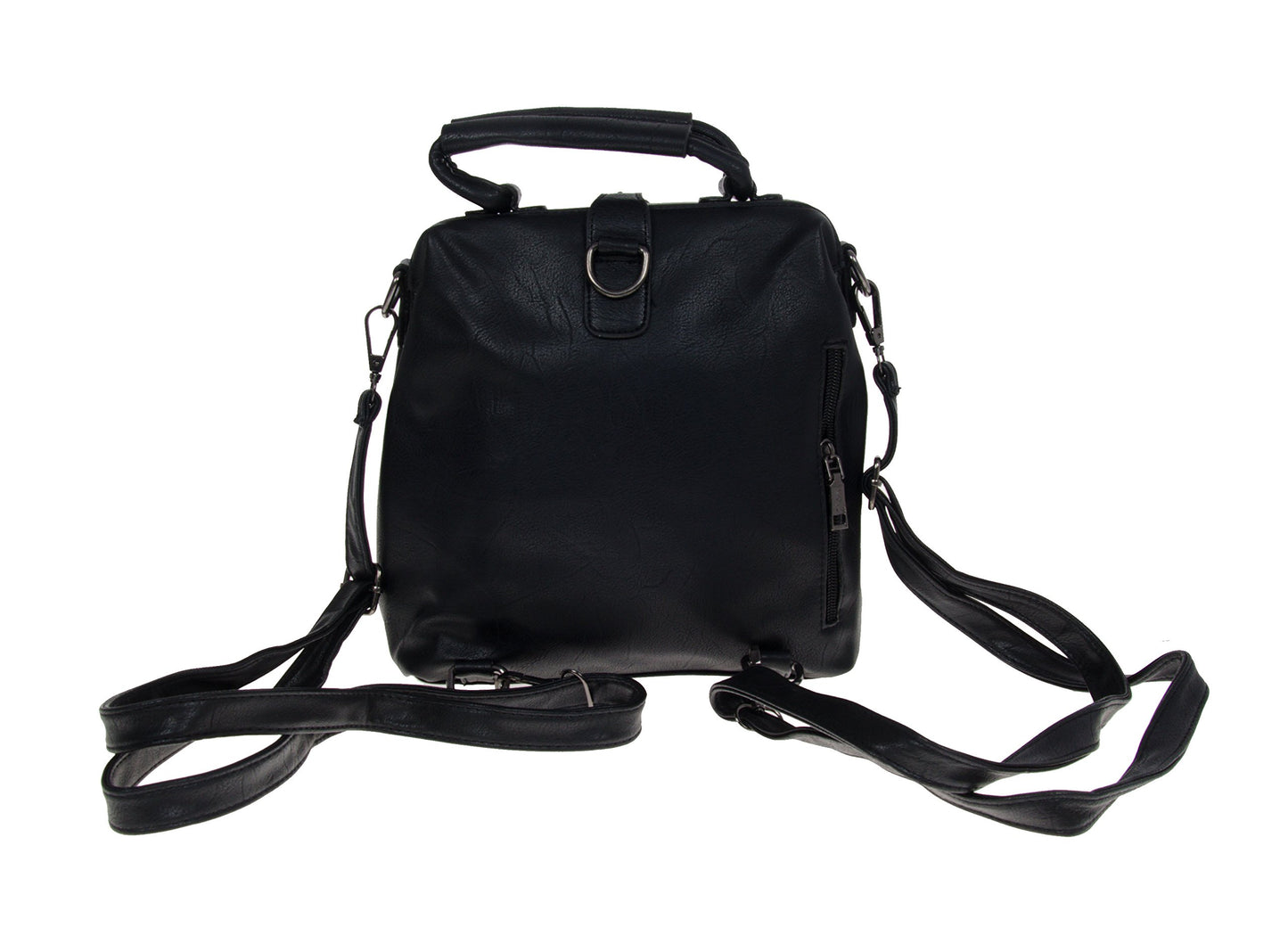 Artisan Crafted Leather Look Handbag Backpack/College Bag/Office Bag/Shoulder Bag (Black) with Removable Straps For Women/Girls