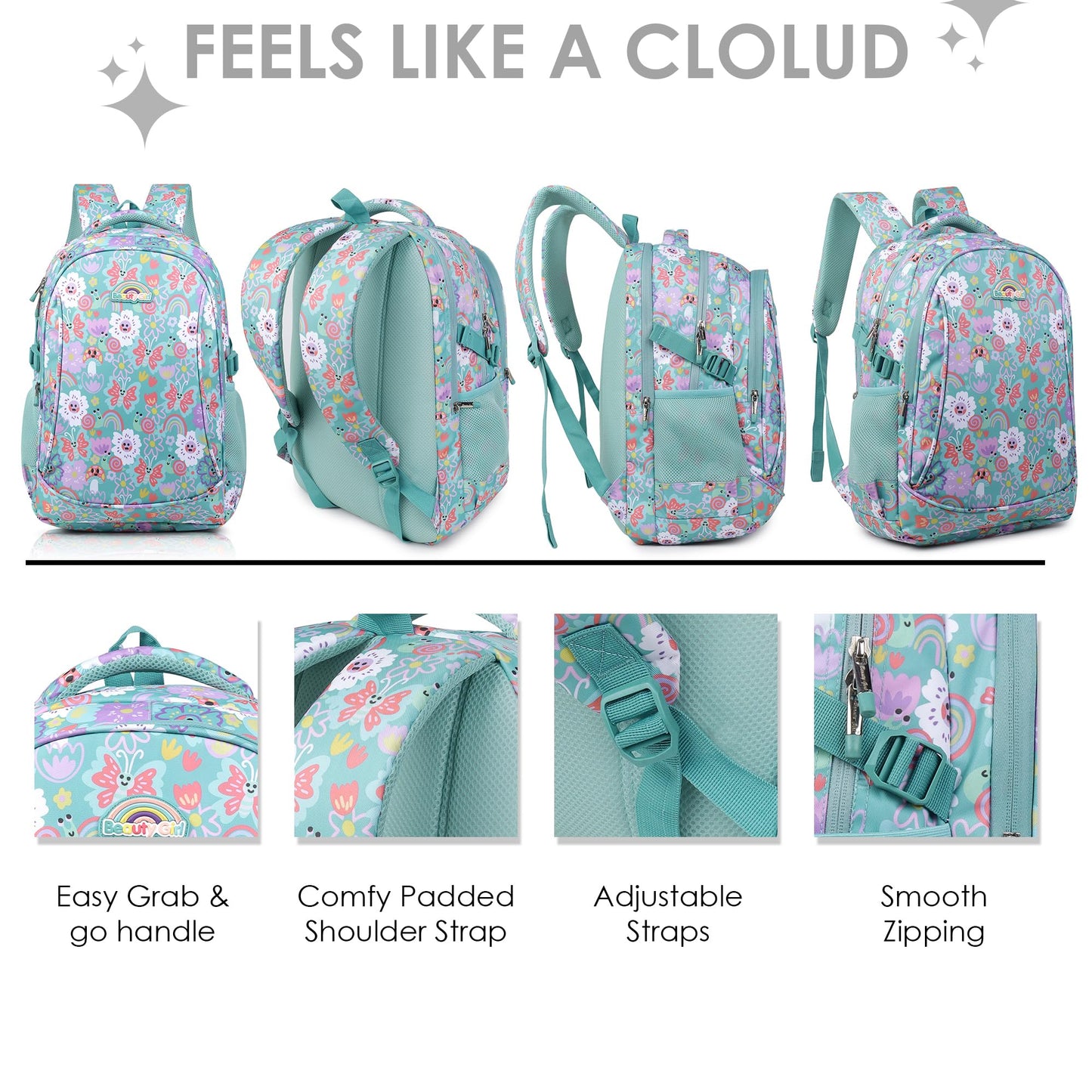 BEAUTY GIRLS BY HOTSHOT |SCHOOL BAG|TUTION BAG|COLLEGE BACKPACK|FOR GIRLS & WOMEN|18.5 INCH|32 L WATER RESISTANT |SCHOOL BAG FOR GIRLS