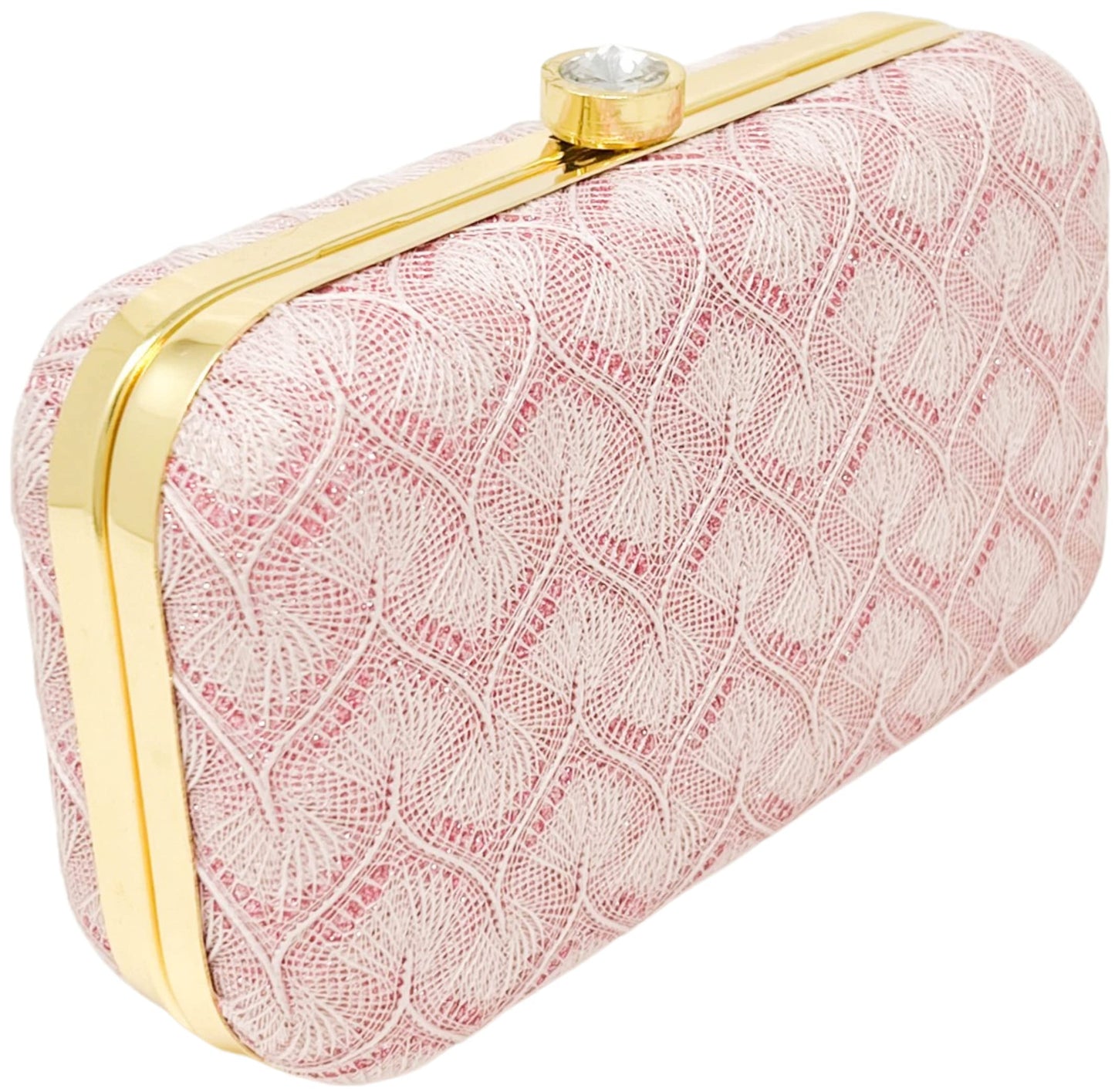 AILTINO Women's Oval Frame Clutch | Detachable Sling Chain | Ladies Party Wedding Purse Bag (Taj Pink)