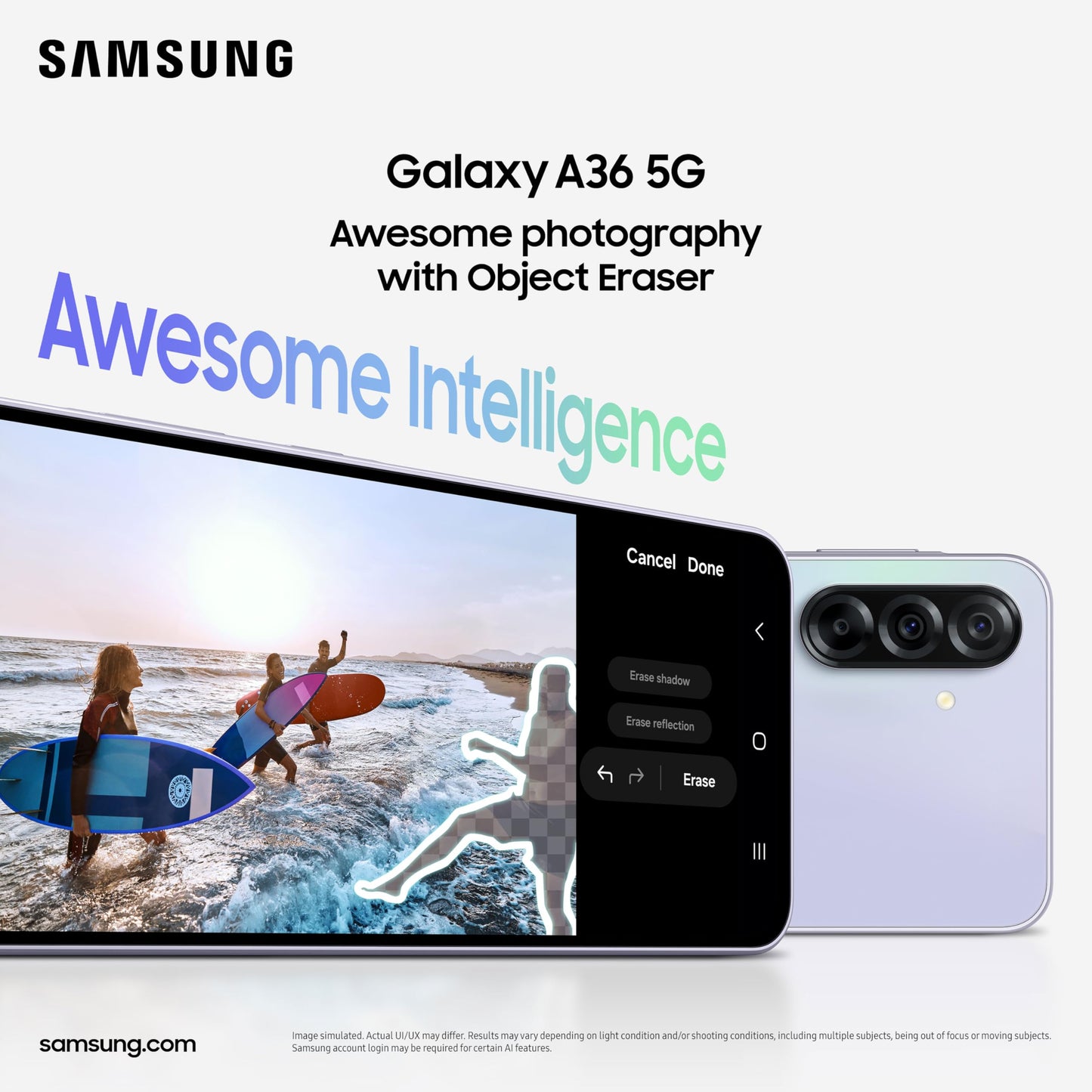 Samsung Galaxy A36 5G (Awesome Black, 8GB, 128GB) | Awesome Intelligence: Circle to Search, Intelligent Editing | Awesome 4nm Snapdragon Processor | Flagship Grade Selfie Camera
