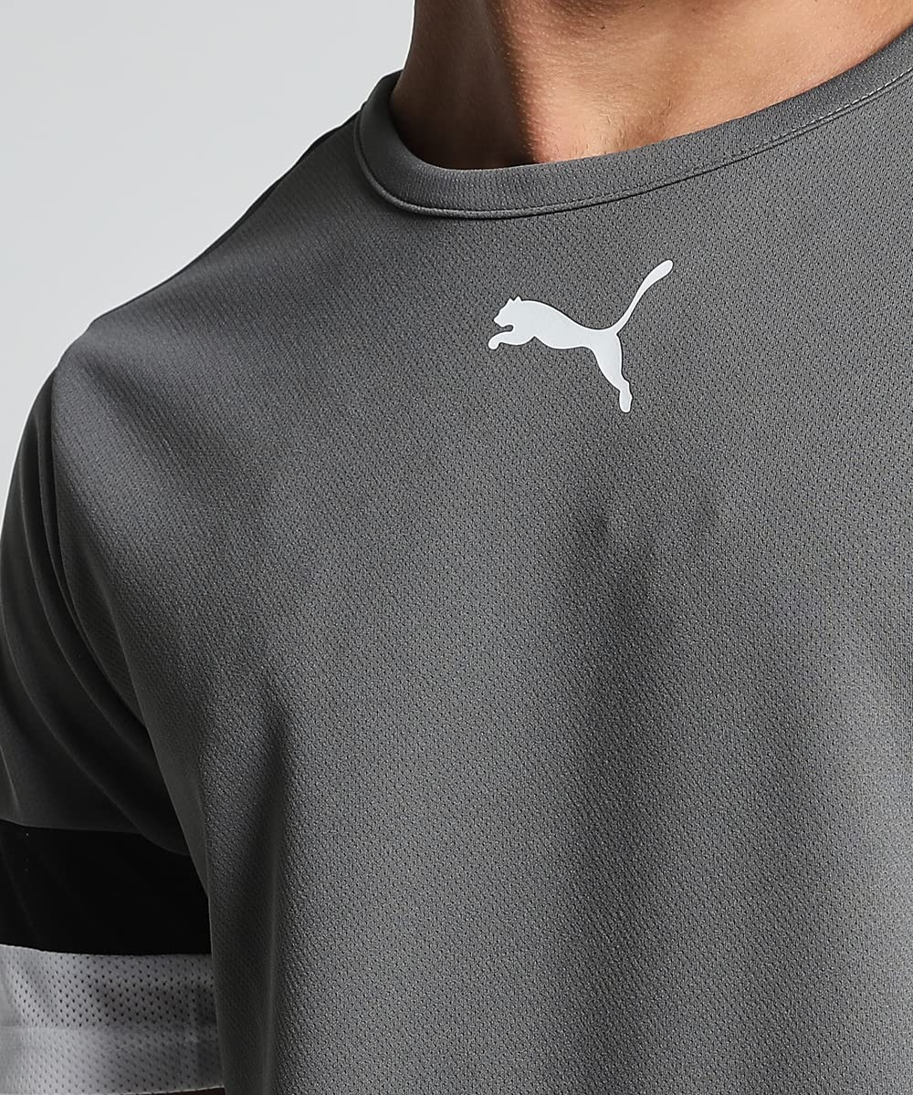 Puma Men's Color Block Regular Fit T-Shirt (704932_Smoked Pearl-Black-White