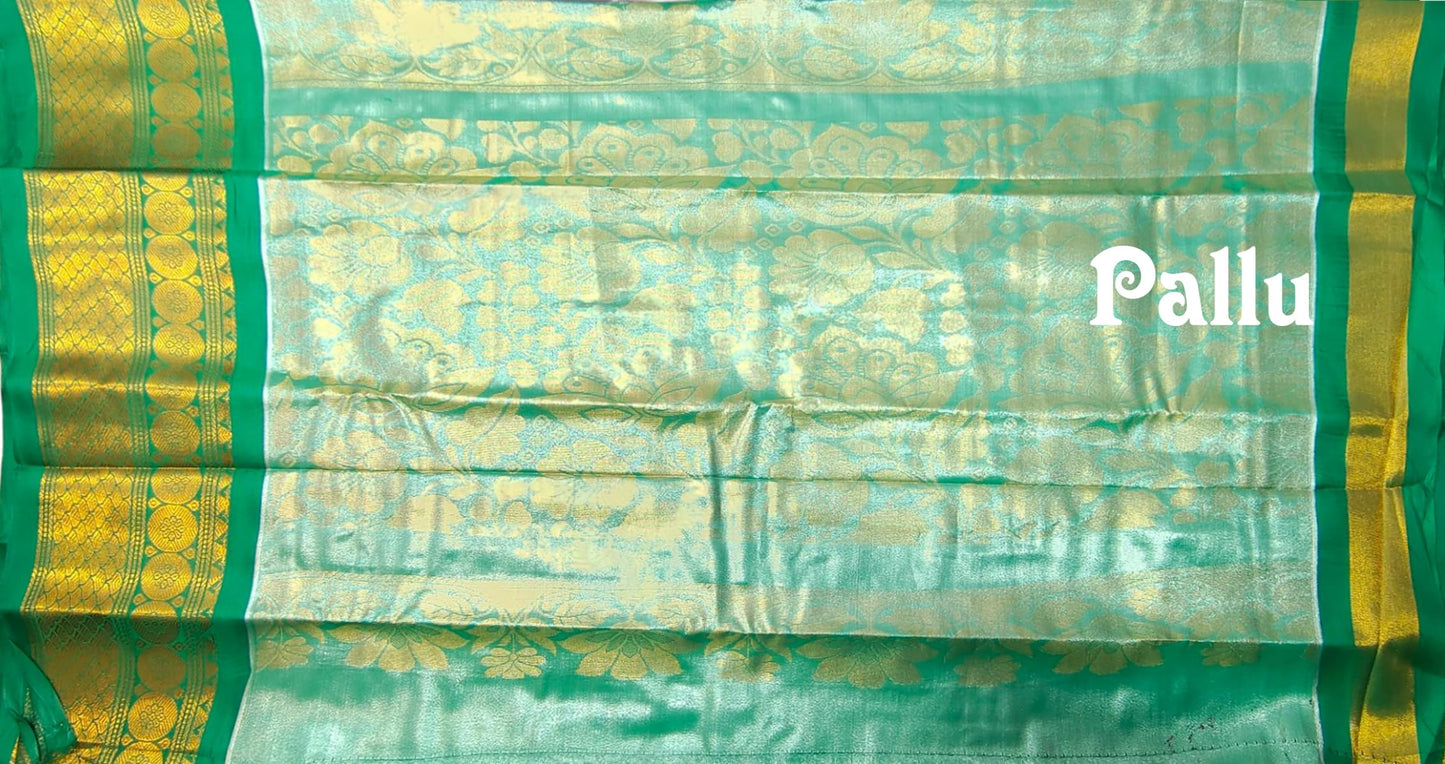 VFCollections Women's Kalamkari Kanchipuram Silk Pattu Sarees With Blouse (VFC498-2)