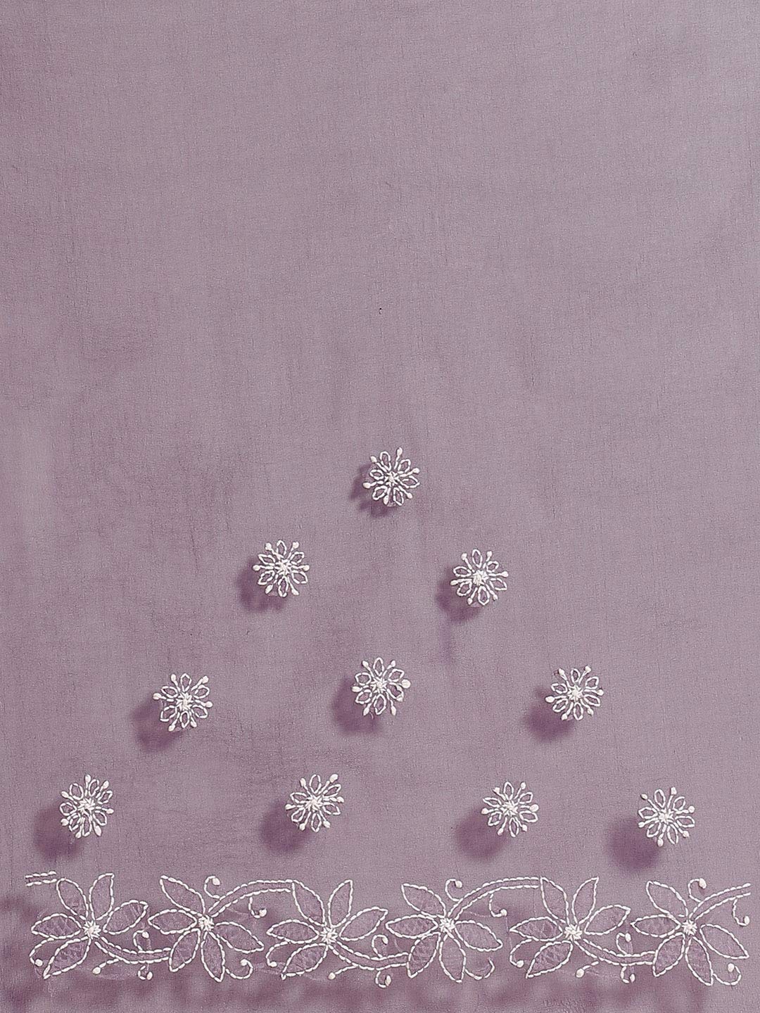 Ada Lucknow Chikankari Hand Embroidered Women's Georgette Saree with Unstitched Blouse Piece A130081 Purple