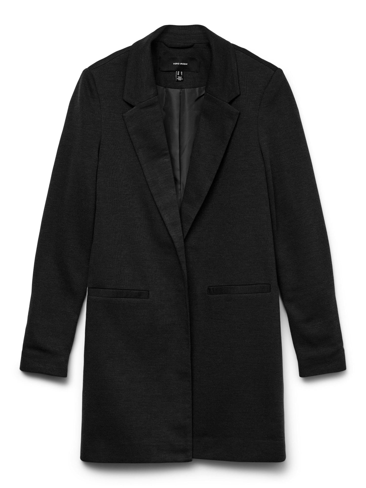 VERO MODA Women Solid Black Polyester Regular Fit Single Breasted Blazer