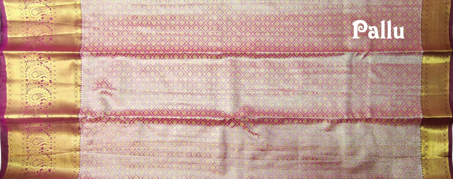 VFCollections Women's Kanchipuram Silk Pure Pattu Sarees With Blouse (VFC658-1) (VFC666-2)