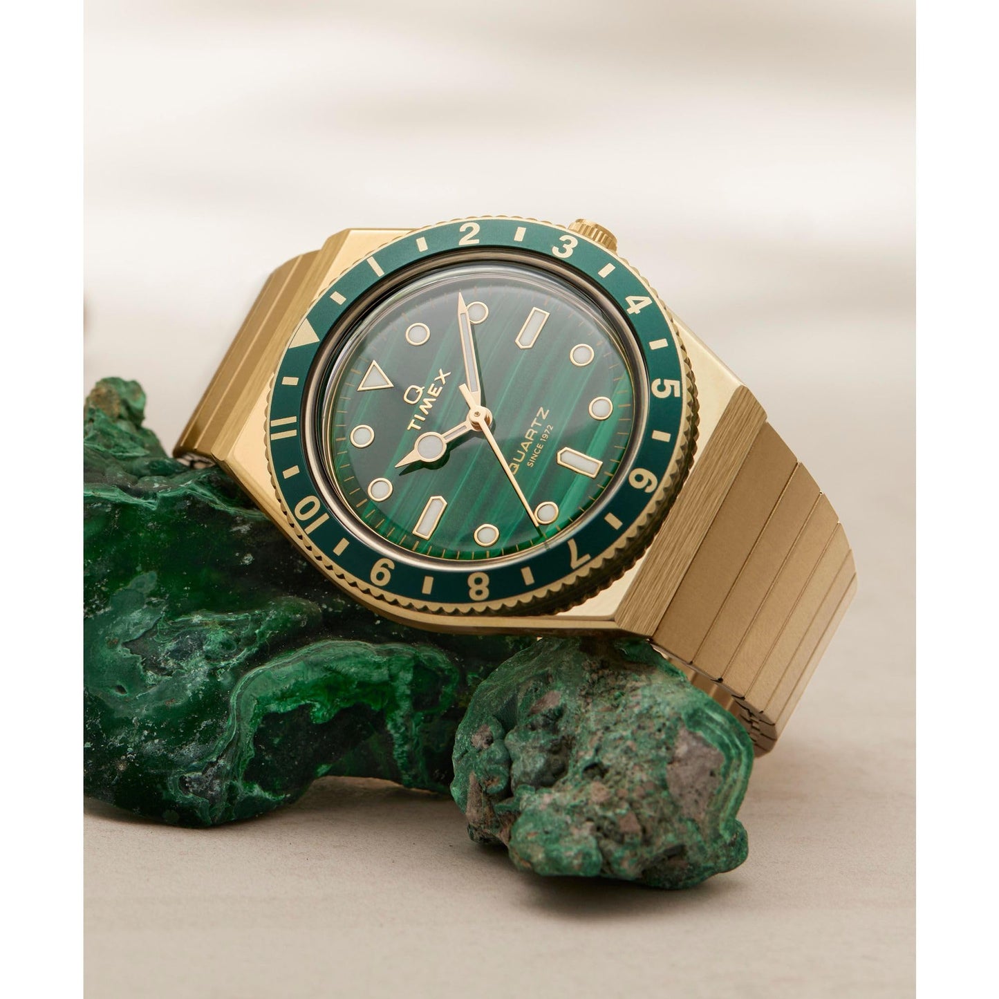 TIMEX Diver Inspired Analog Watch for Women with Green Round Dial & Gold Stainless Steel Bracelet Band Water Resistant Women's Wrist Watches - TW2V92200UJ