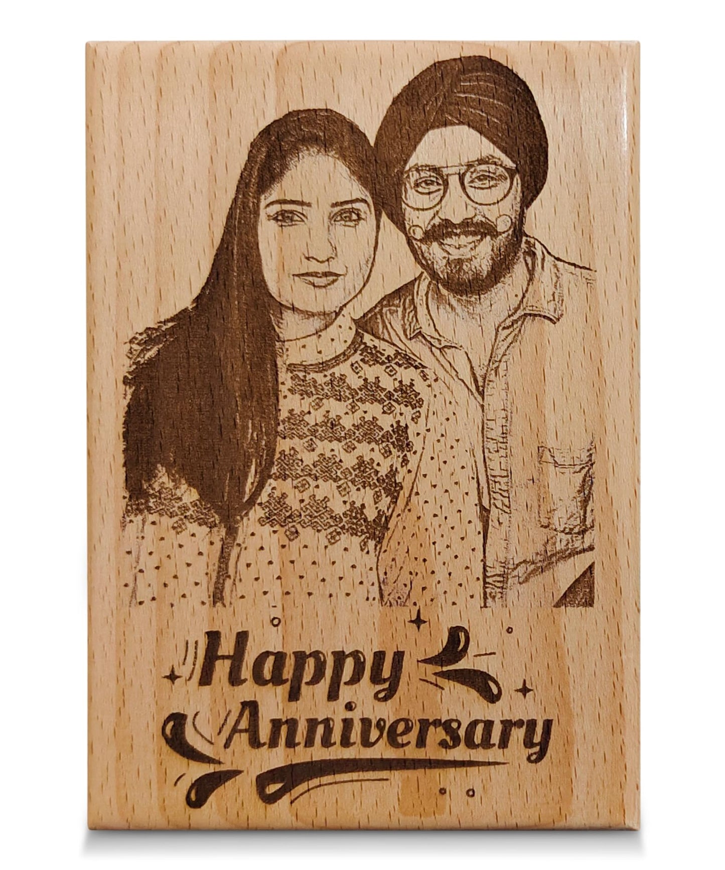 Shivansh Gifts Personalized Wooden Engraved Photo Frame, Customize Gift for Wedding, Tabletop Anniversary (Brown, Rectangular) (4 x 6 Inch)