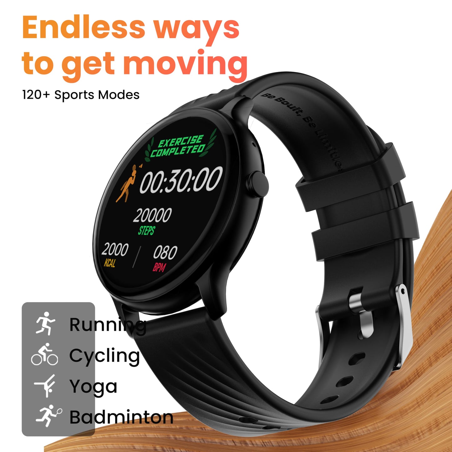 Boult Dire Smart Watch with 1.38'' 2.5D Curved HD Display, BT Calling, IP67, 500 Nits Brightness,250+ Watchfaces, 120+ Sports Mode, AI Voice Assistant, SpO2 Monitoring (Black Strap)