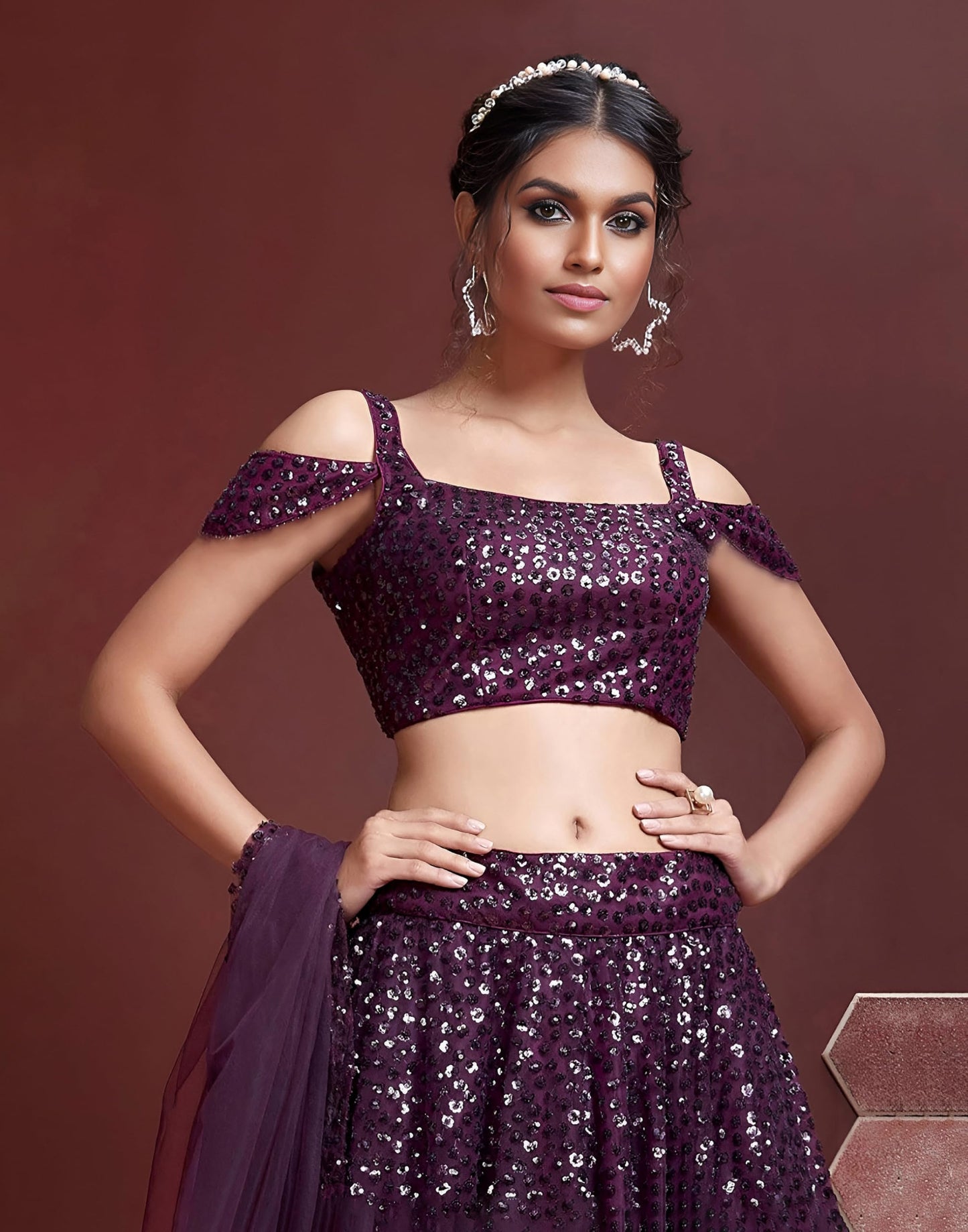 Zeel Clothing Women's Soft Net Sequins Work Semi-Stitched New Lehenga Choli with Dupatta (104-Purple-Wedding-Bridal-Latest-Lehenga; Free Size)