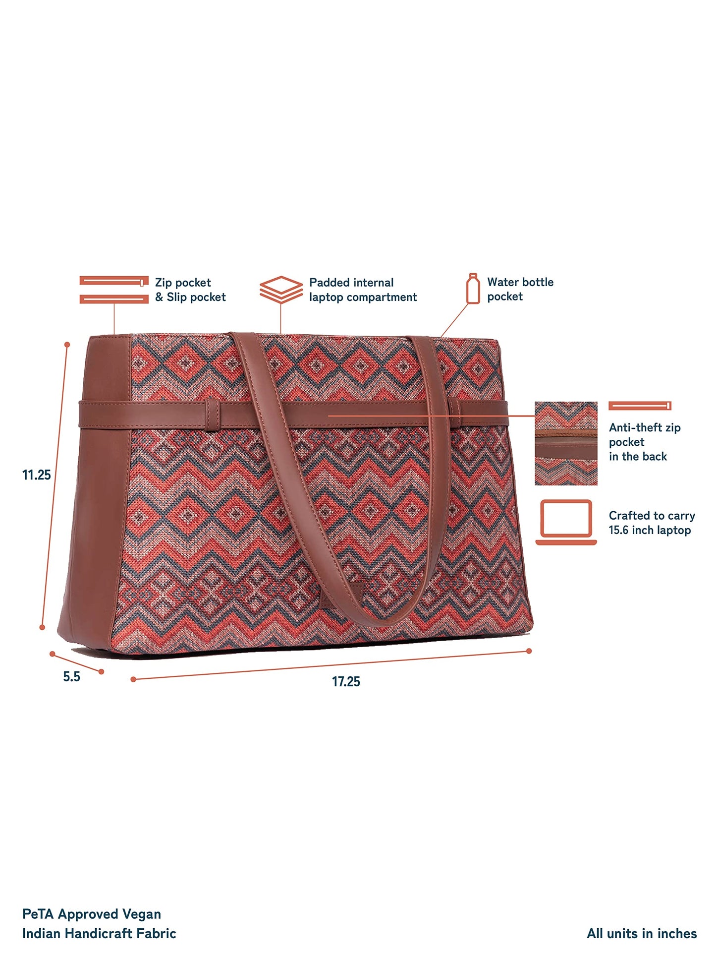 ZOUK Gwalior Weaves Printed Women's Jute Handcrafted Vegan Leather Multicolor Statement Office Shoulder Bag