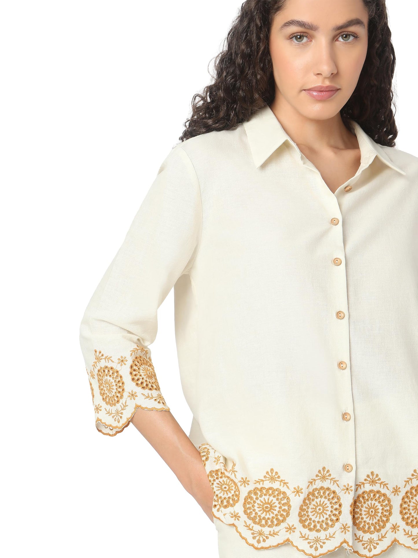 VERO MODA Women Regular Fit Beige Shirt