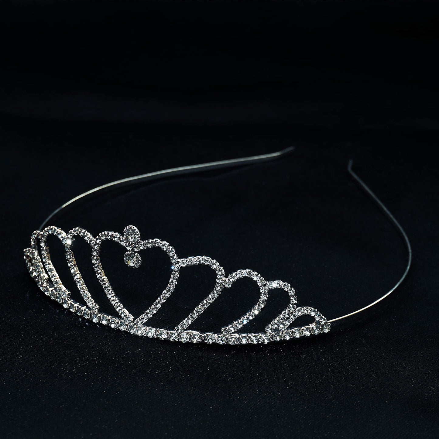 Decofy Beautiful Heart Rhinstone Diamond Crown Tiara- Hair Accessories Tiara Headband for Women and Girl Crown Hairband Tiara
