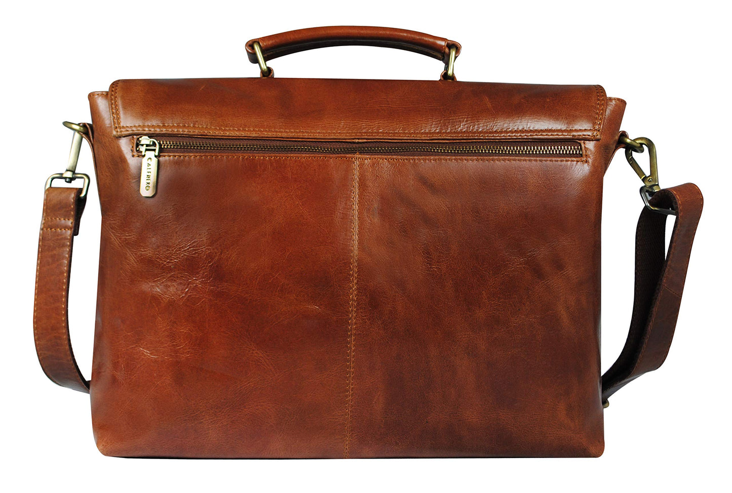 Calfnero Leather 39 cms Cognac Messenger Bag (K-177-Cognac)