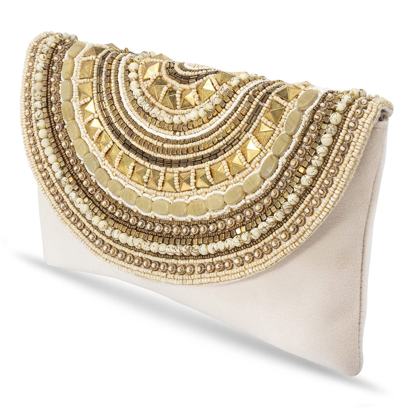 Peora Clutch Purses for Women Wedding Handmade Evening Handbags Party Bridal Clutch (C12CRM) Cream