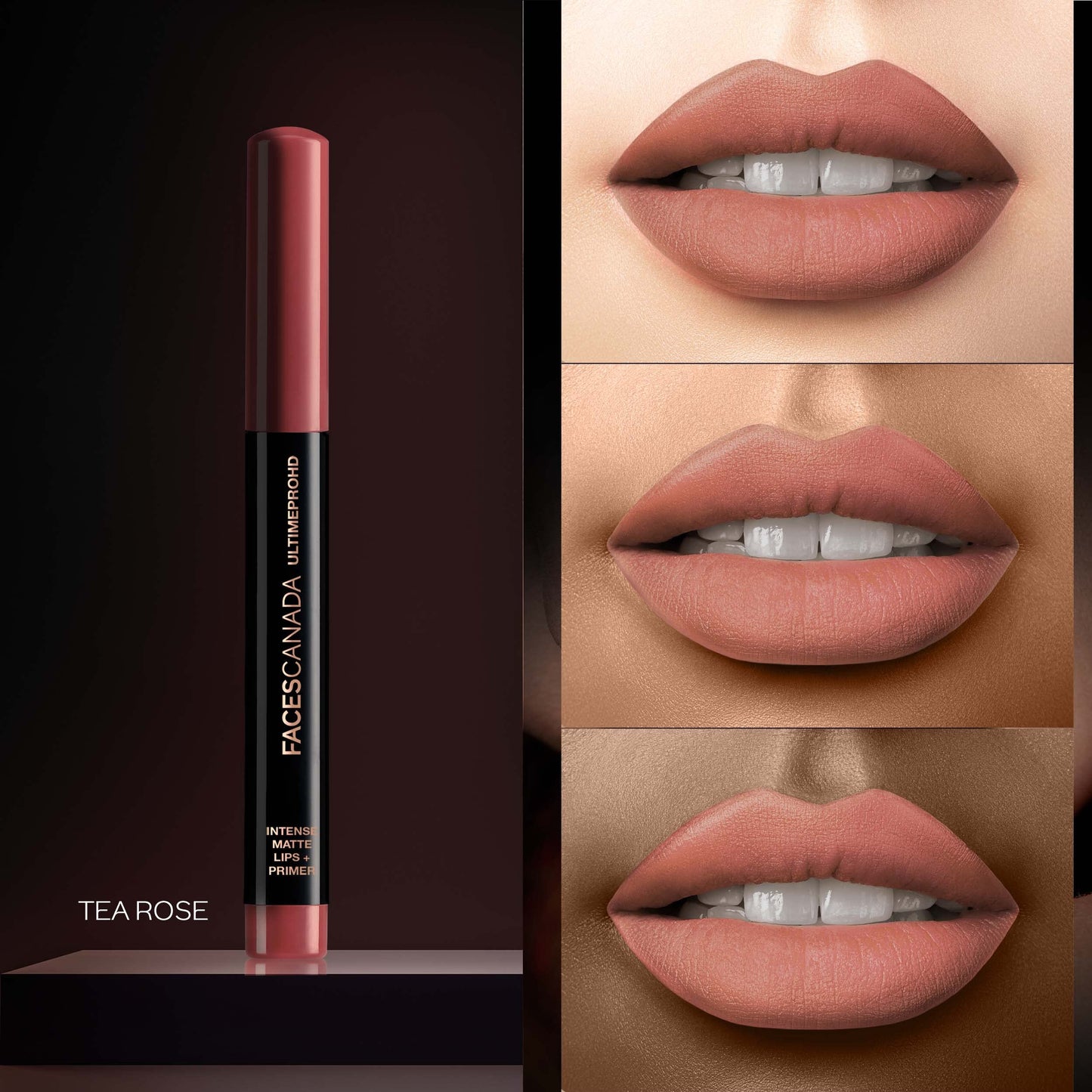 FACES CANADA Ultime Pro HD Intense Matte Lipstick + Primer - Tea Rose (Nude), 1.4g | 9HR Long Stay | Flawless HD Matte Finish | Intense Color | Lightweight | Smooth Glide | Primer Infused