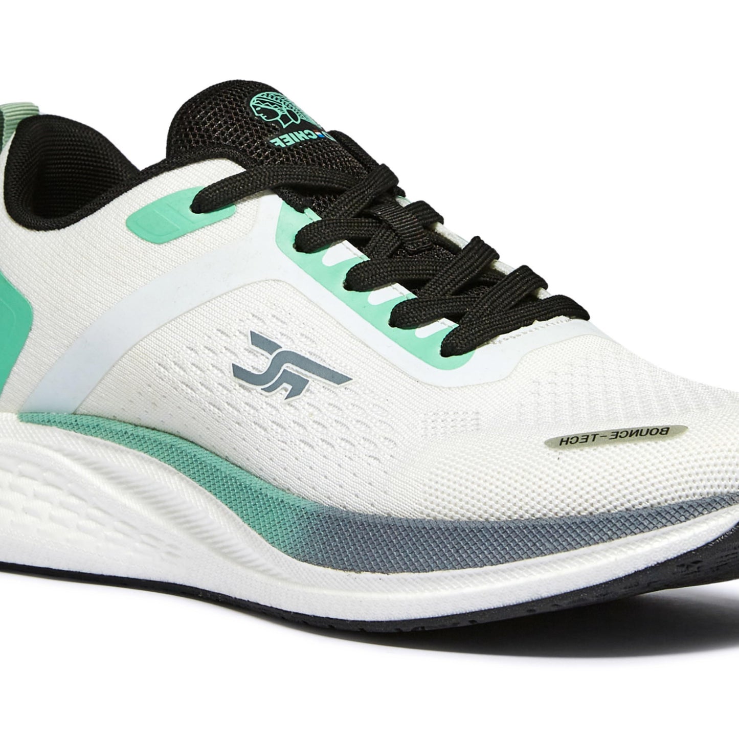 Red Chief Sports Running Shoes for Men & Boys | Stylish Lace-Up Outdoor Shoes | Lightweight Walking-Style Runners | Comfortable Athletic White-Pl.Green | Size-6 | R1710 F055A