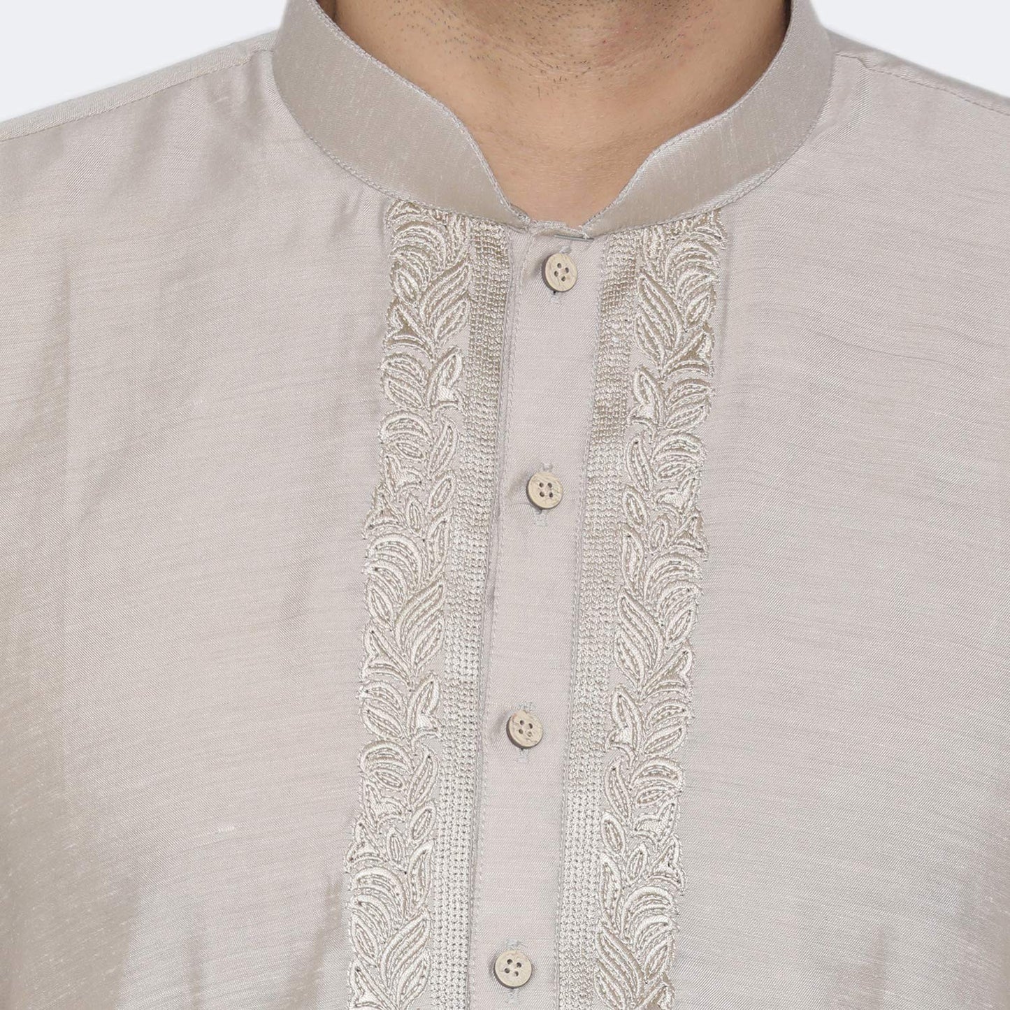 Manyavar Men's Art Silk Kurta Pyjama (SOSK394_Grey_M)