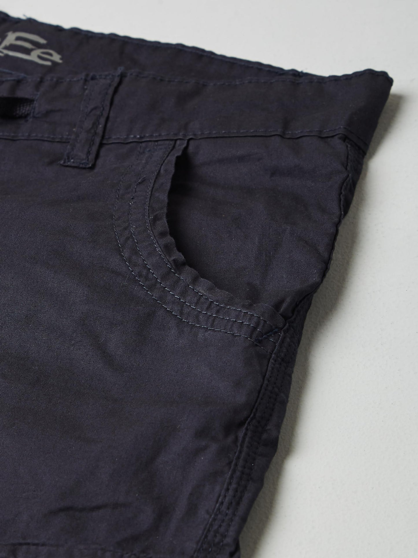 BEEVEE 100% Cotton Solid Navy Fixed Waist Cargo for Mens with Drawstring(FMCR1602NAVY_32)