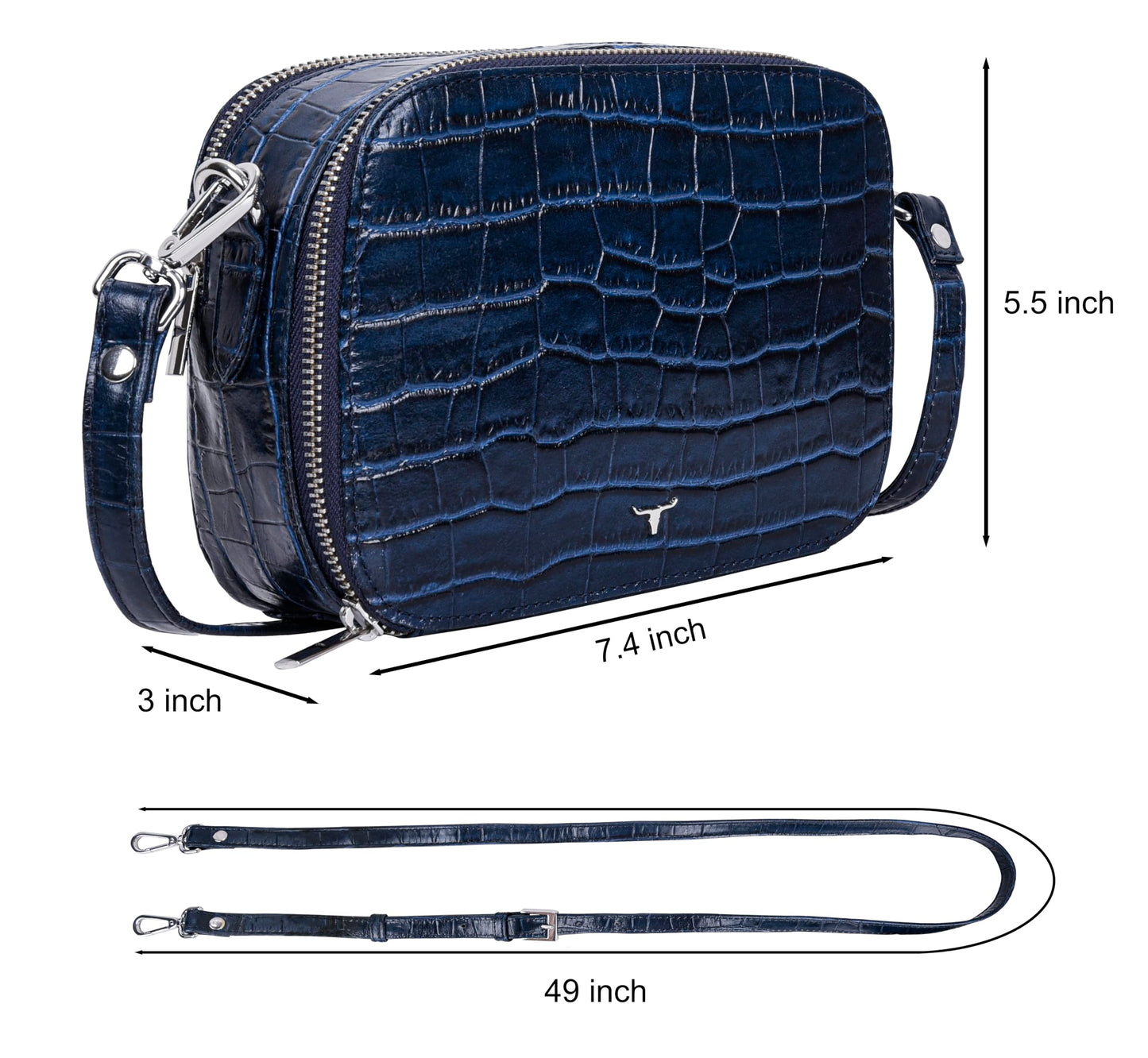 URBAN FOREST Emma Printed Blue Leather Sling Bag for Women