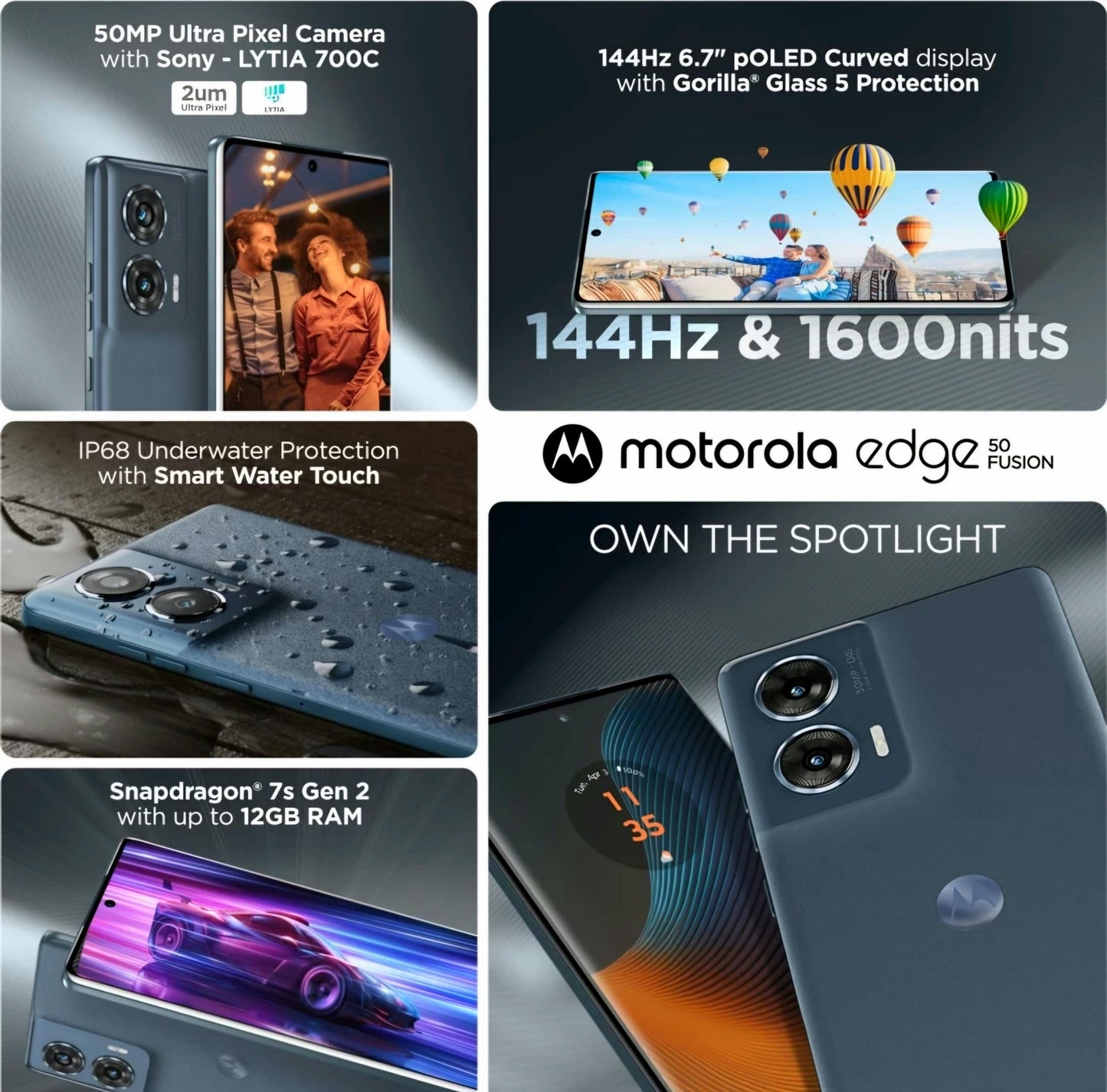 Motorola Edge 50 Fusion 5G (Forest Blue, 12GB RAM, 256GB Storage)