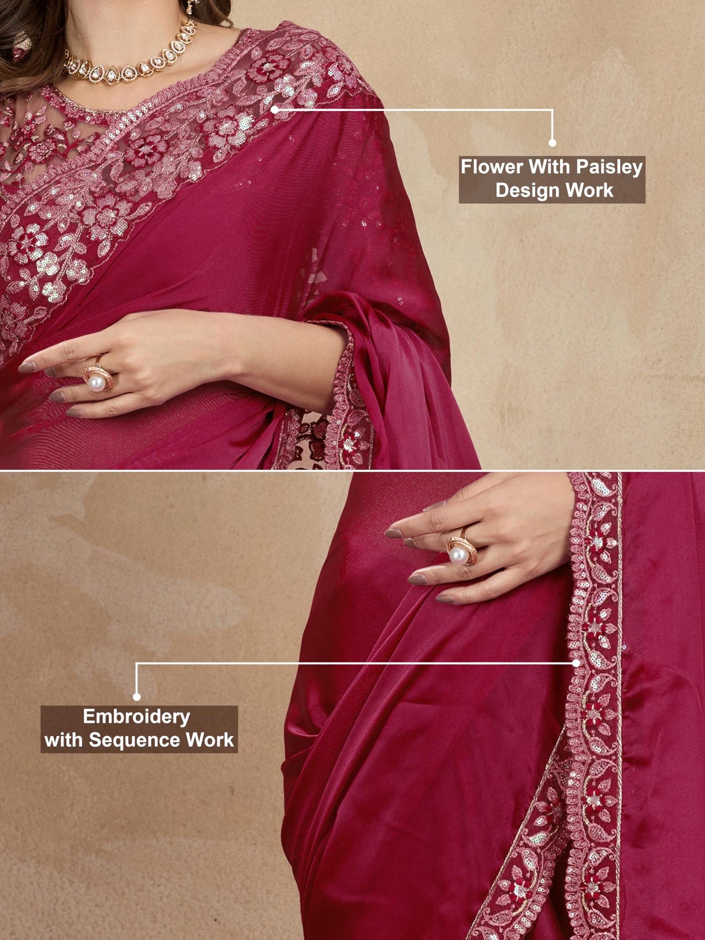 TRENDMALLS Women's Rangoli Silk Embroidery Border Saree with Blouse Piece (K998-Purple)