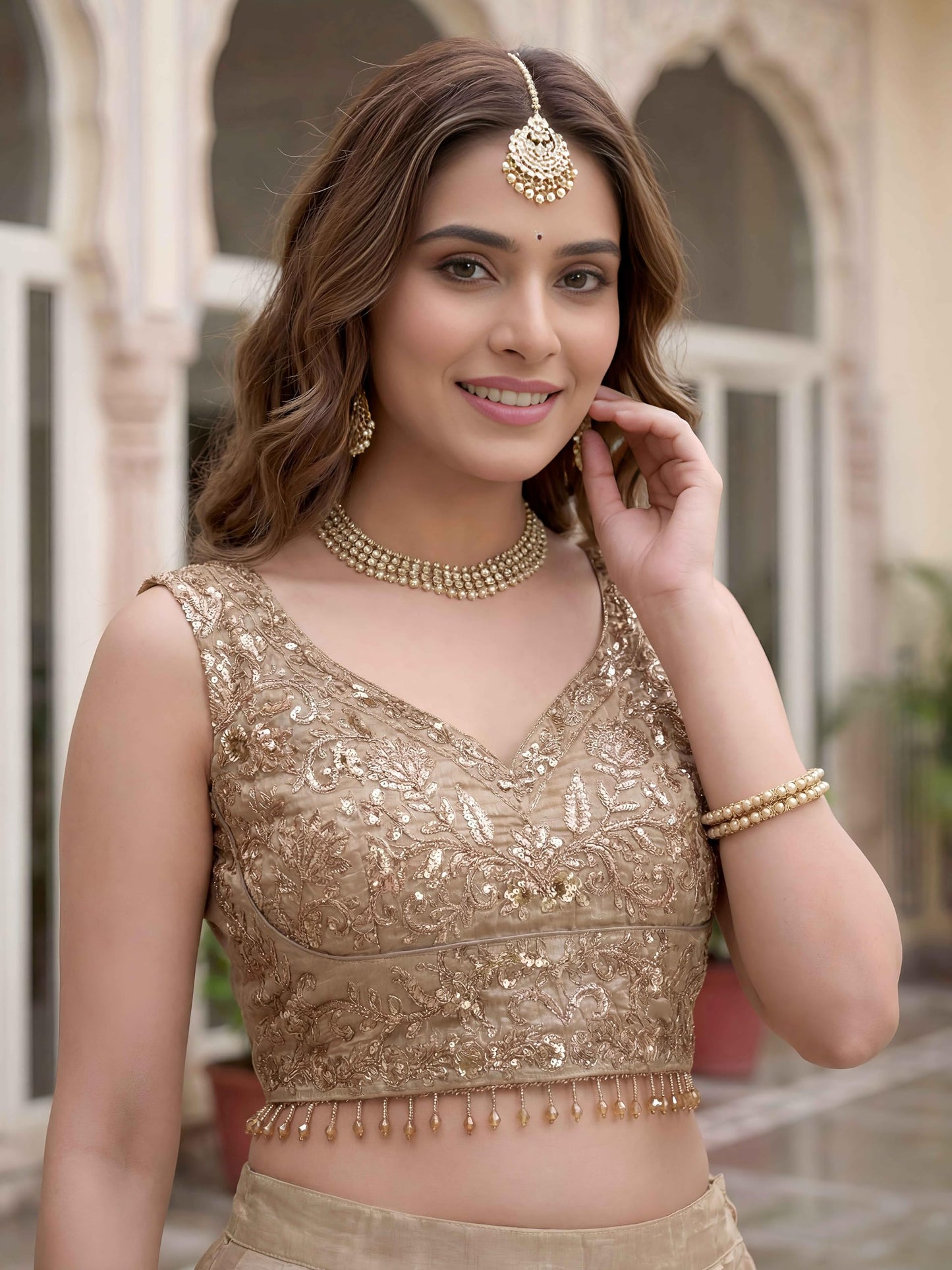 Zeel Clothing Women's Zari Sequins Embroidered Work Crush Silk Lehenga Choli With Dupatta (5136-Golden-Women-Lehenga-Choli-Latest; Free size)