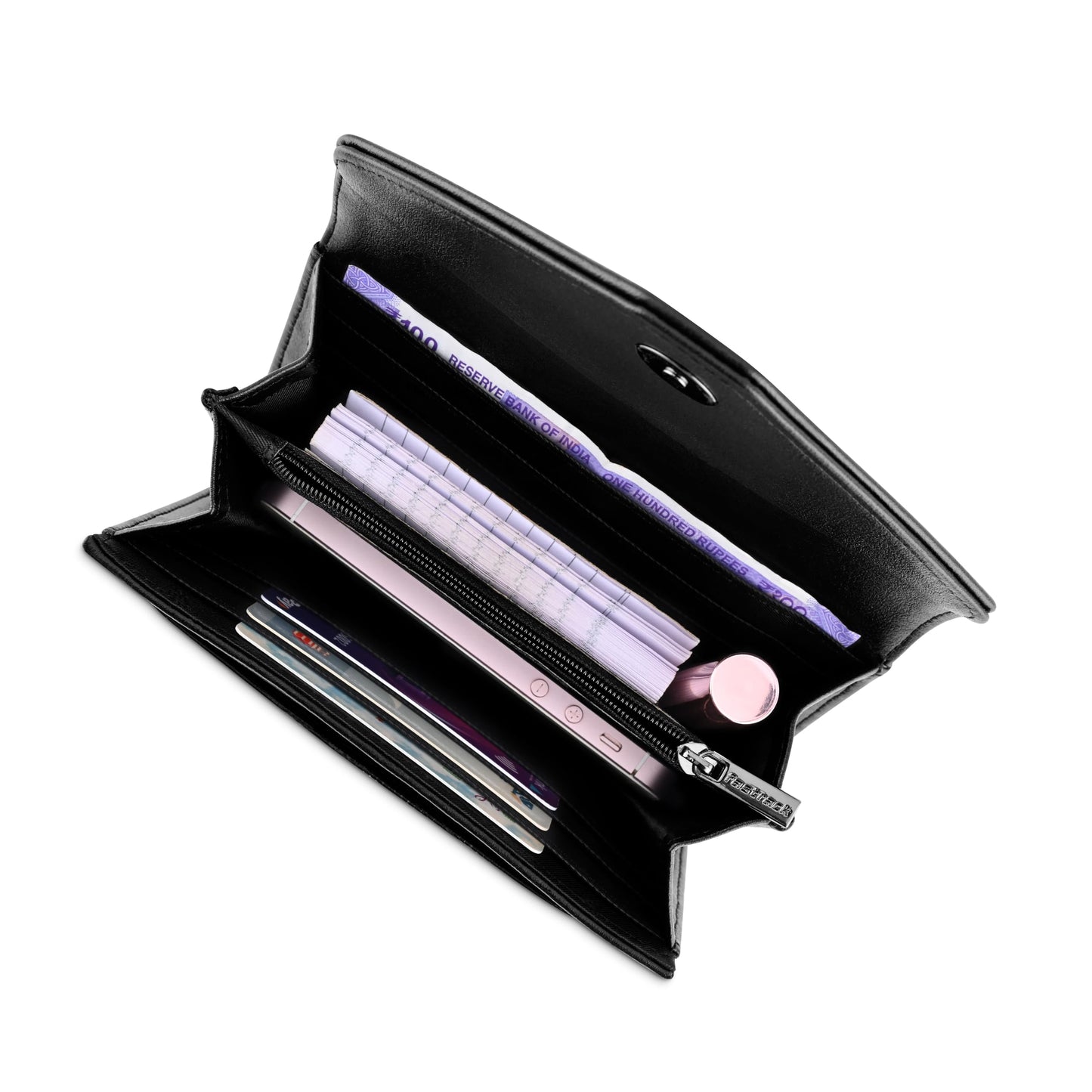 Fastrack Women's Faux Leather Casual Wallet,Black