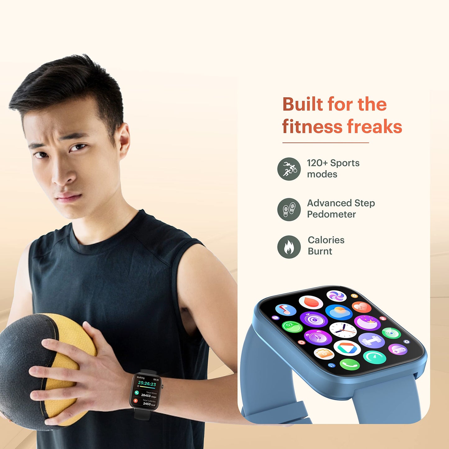 (Refurbished) URBAN Nexus M Smart BT Calling Smart Watch with Massive 2.0" Super HD Display, One-Connect Realtek Chipset, Games, 120+ Sports Modes, 150+ Watch Faces, Dedicated Health Sensors (Cobalt Blue)